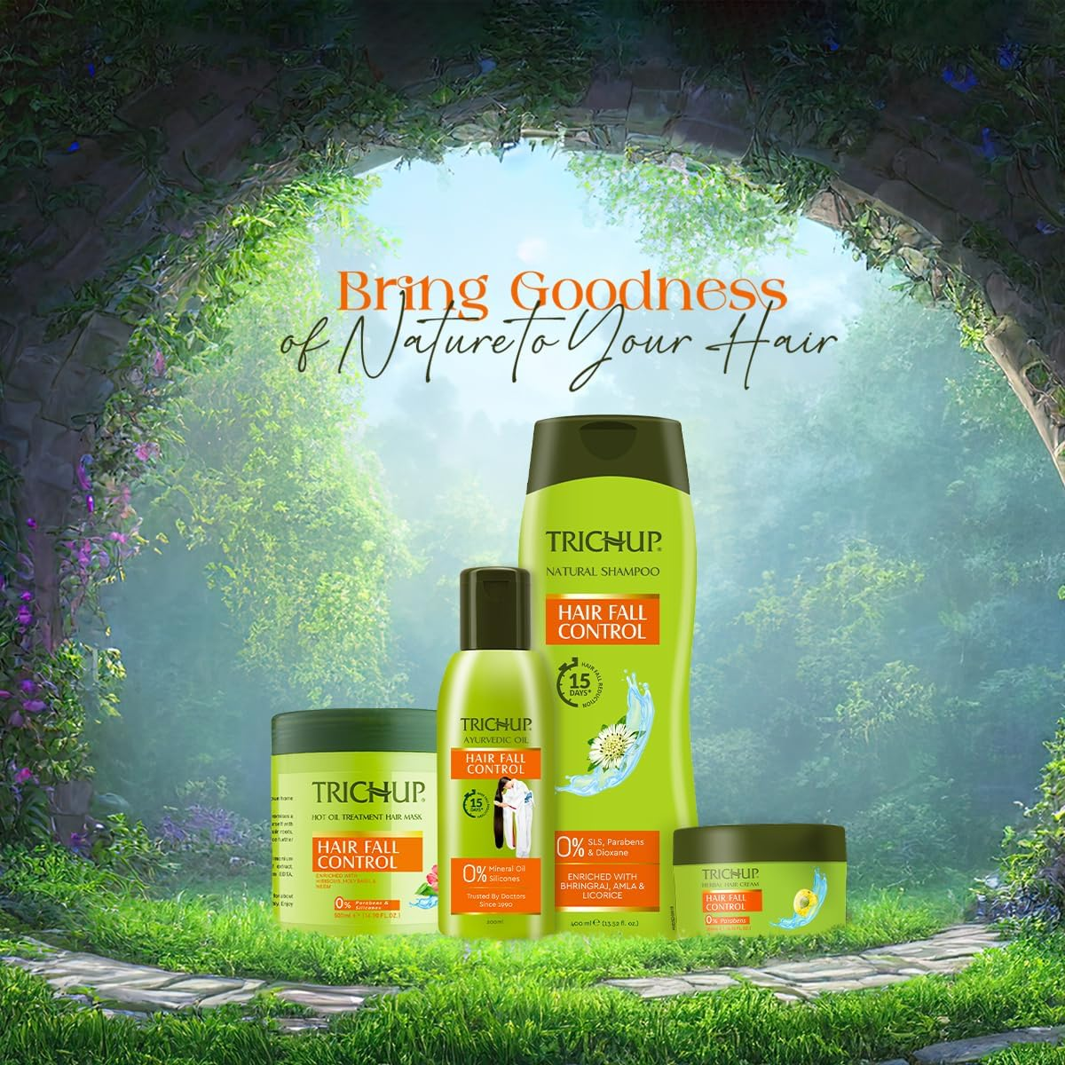 Trichup Hair Fall Control Herbal Hair Shampoo (200 Ml X 4) (Pack of 4) image number 1