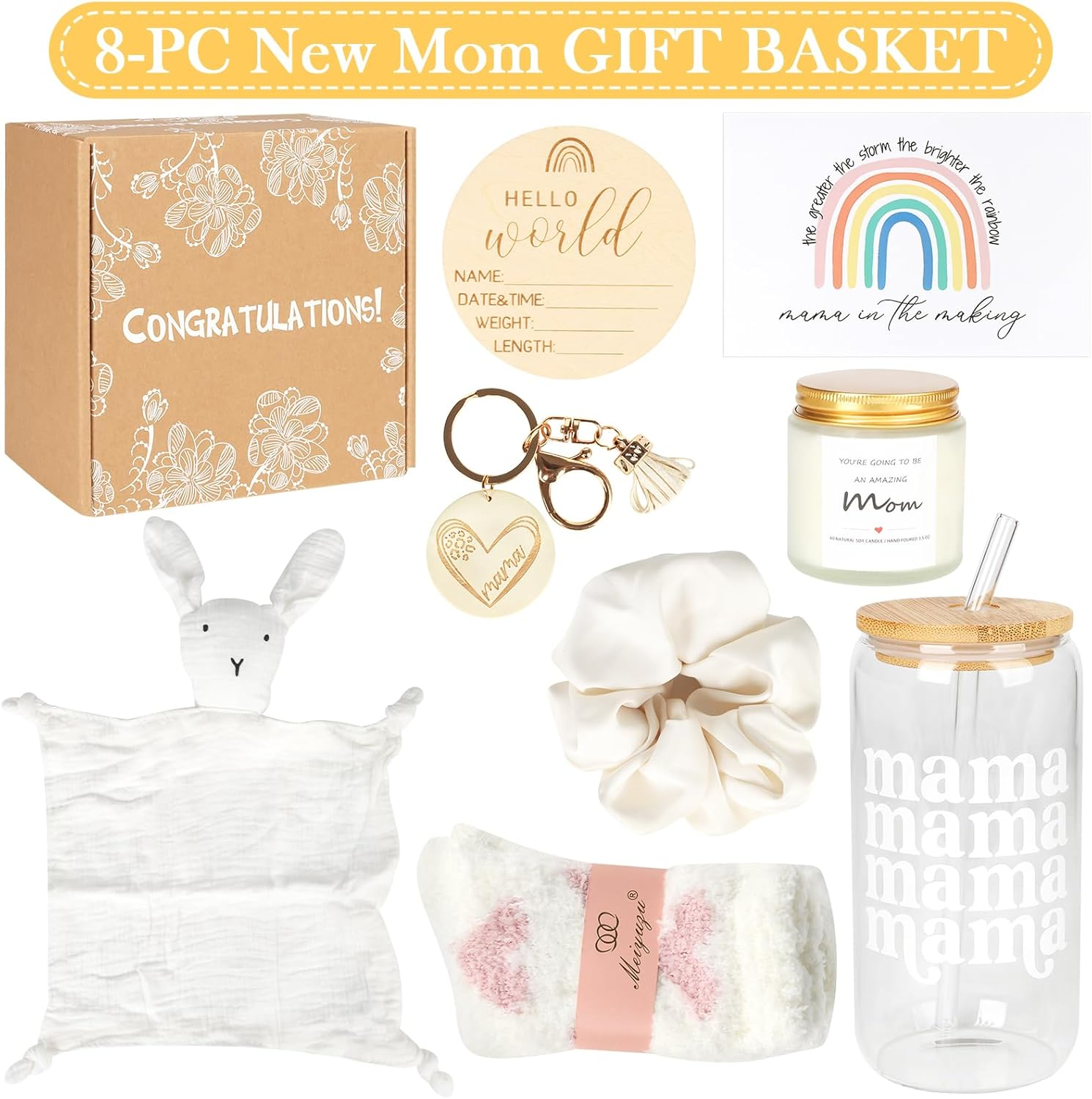 New Mom Gifts Box, Pregnancy Gifts for Expecting Mom, Basket for Girls Boys, Postpartum Gifts for First Time Moms, Cool Gifts for New Mom after Birth, New Mom Care Package after Baby