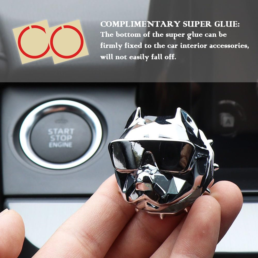 NHHC Car Push Start Button Cover,Heavy Duty Car Ignition Button Cover with Cool Dog Design for Car Decorations,Universal Car Interior Accessories Engine Start Stop Button Cover (Blue) - Red image number 3