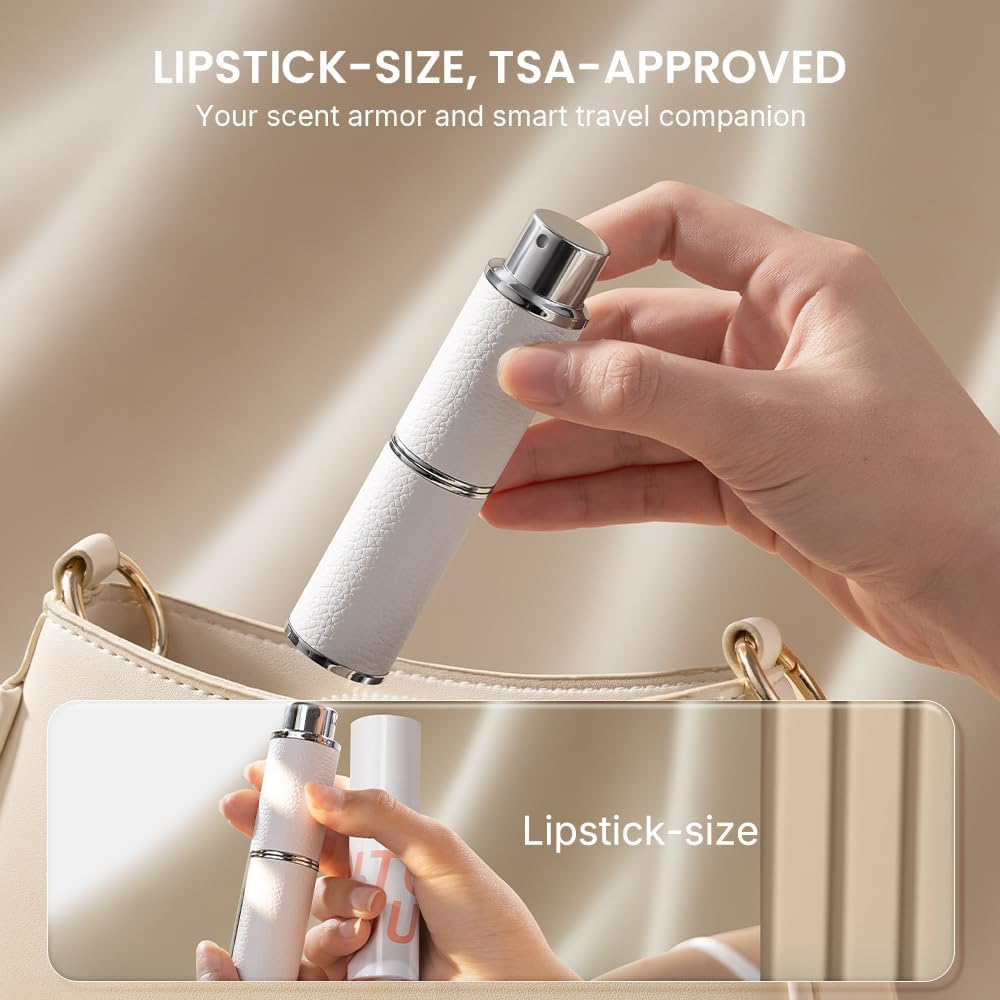 Cryslora Perfume Atomiser, Rotary Press Leather Refillable Perfume Bottle, High-End Portable Dispenser Bottle for Gift or Traveling, 8 Ml (Red) - B-Black image number 5