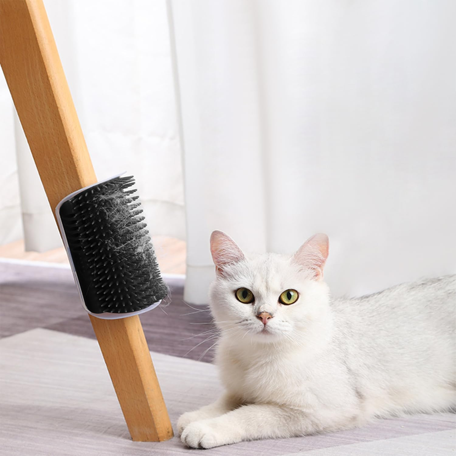 Cat Self-Groomer,Funcyboo 4-Pack Cat Corner Scratching Brush, Cat Use Soft Tentacle Massage Comb Suitable for Long-Haired Cats and Short-Haired Cats (2 Black & 2 Grey)