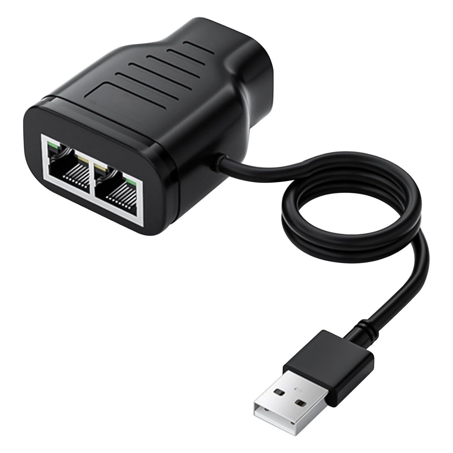 Duttek RJ45 LAN Ethernet Splitter, 100Mbps RJ45 1 in 2 Y Splitter, Network Female to Female Ethernet Adapter Splitter with Power USB2.0 Male Cable 40Cm for Cat7/Cat6/Cat5.(Simultaneously Internet)