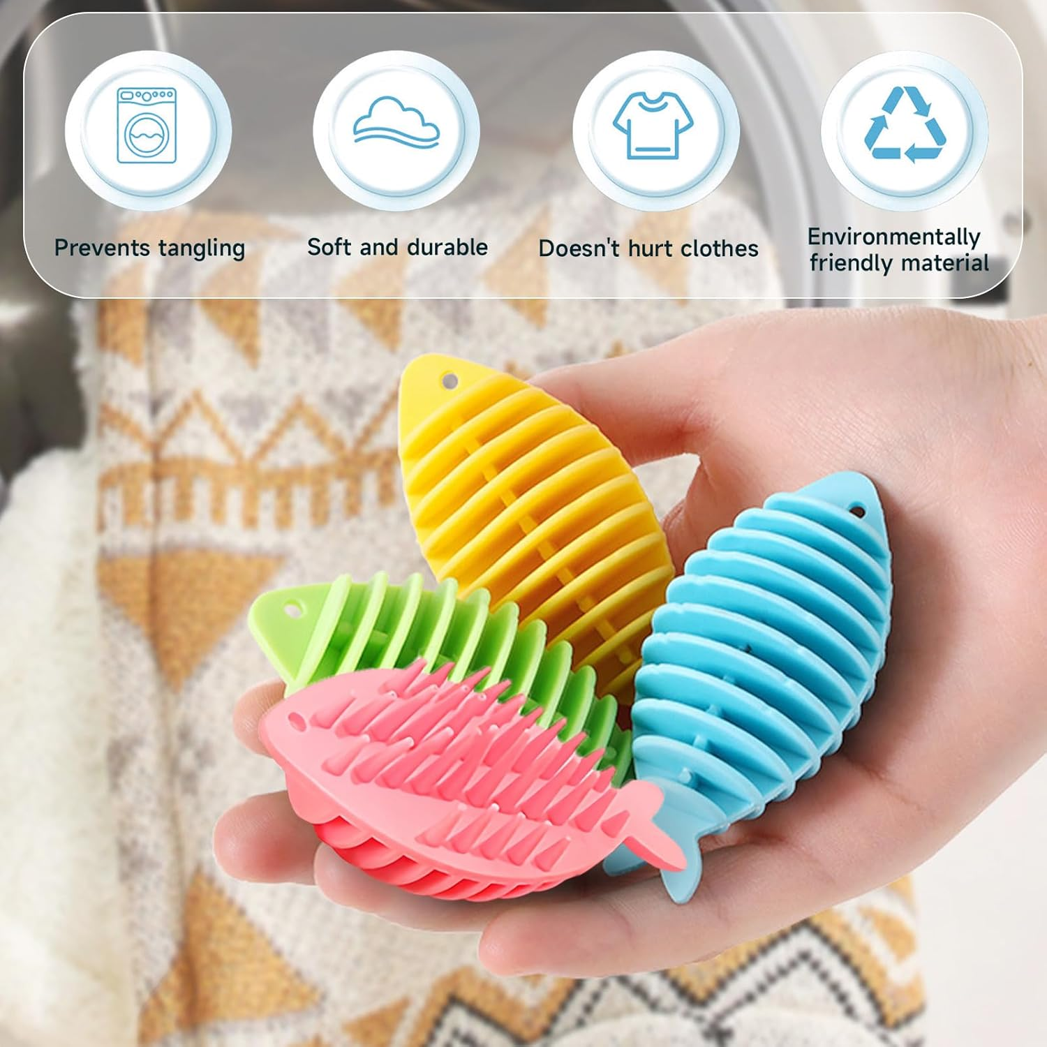 4Pcs Reusable Laundry Balls, Soft TPR Laundry Balls, Laundry Agitator Balls for Washing Machine, Dryer Balls Laundry, Laundry Scrubbing Balls Tangle-Free for Washing Machine (4) image number 5