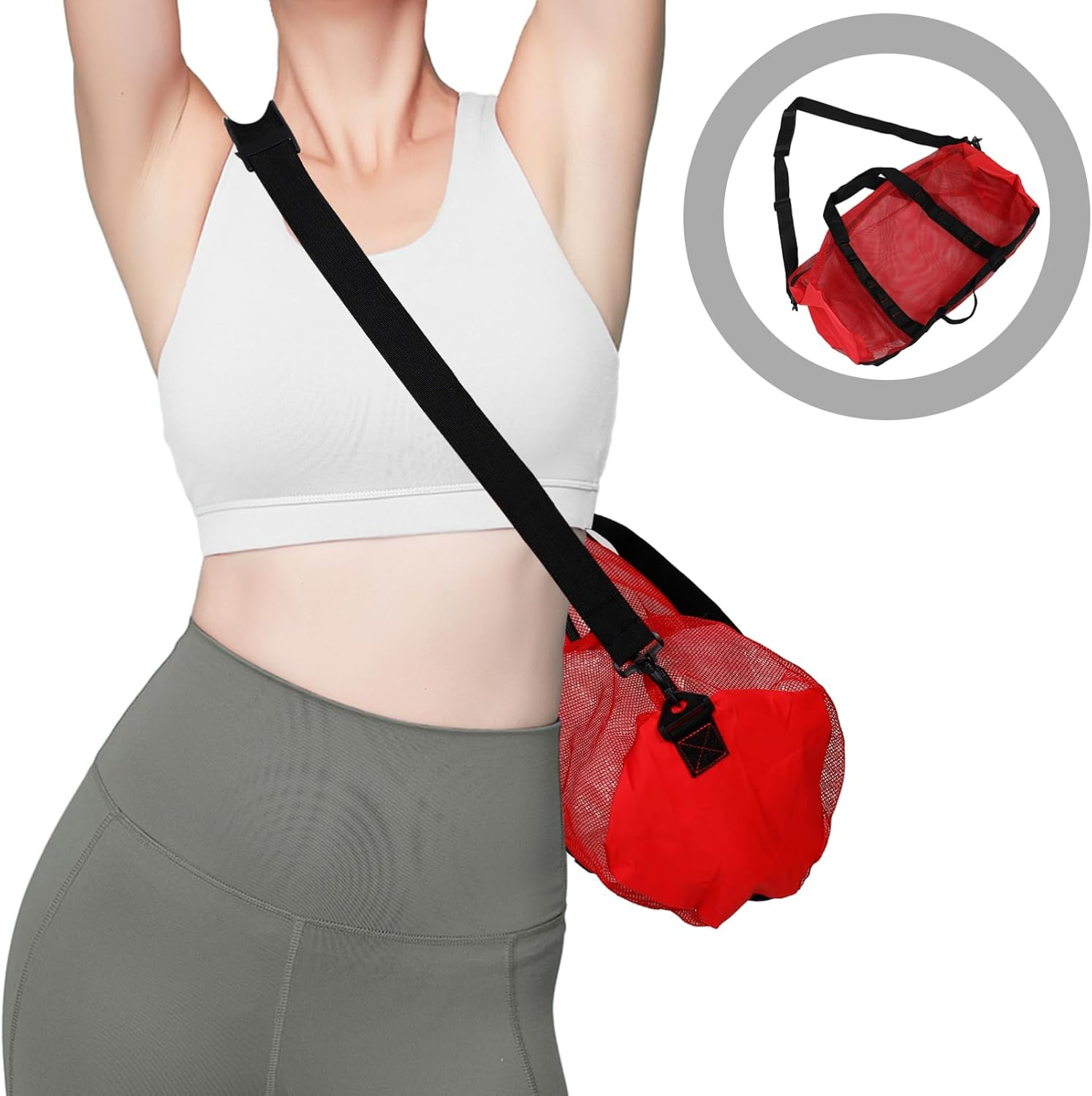 VANZACK Mesh Beach Tote Bag Drawstring Large Capacity for Pool Bag Organizer Storage for Shoes Towel Swim Gear Multi-Use image number 5