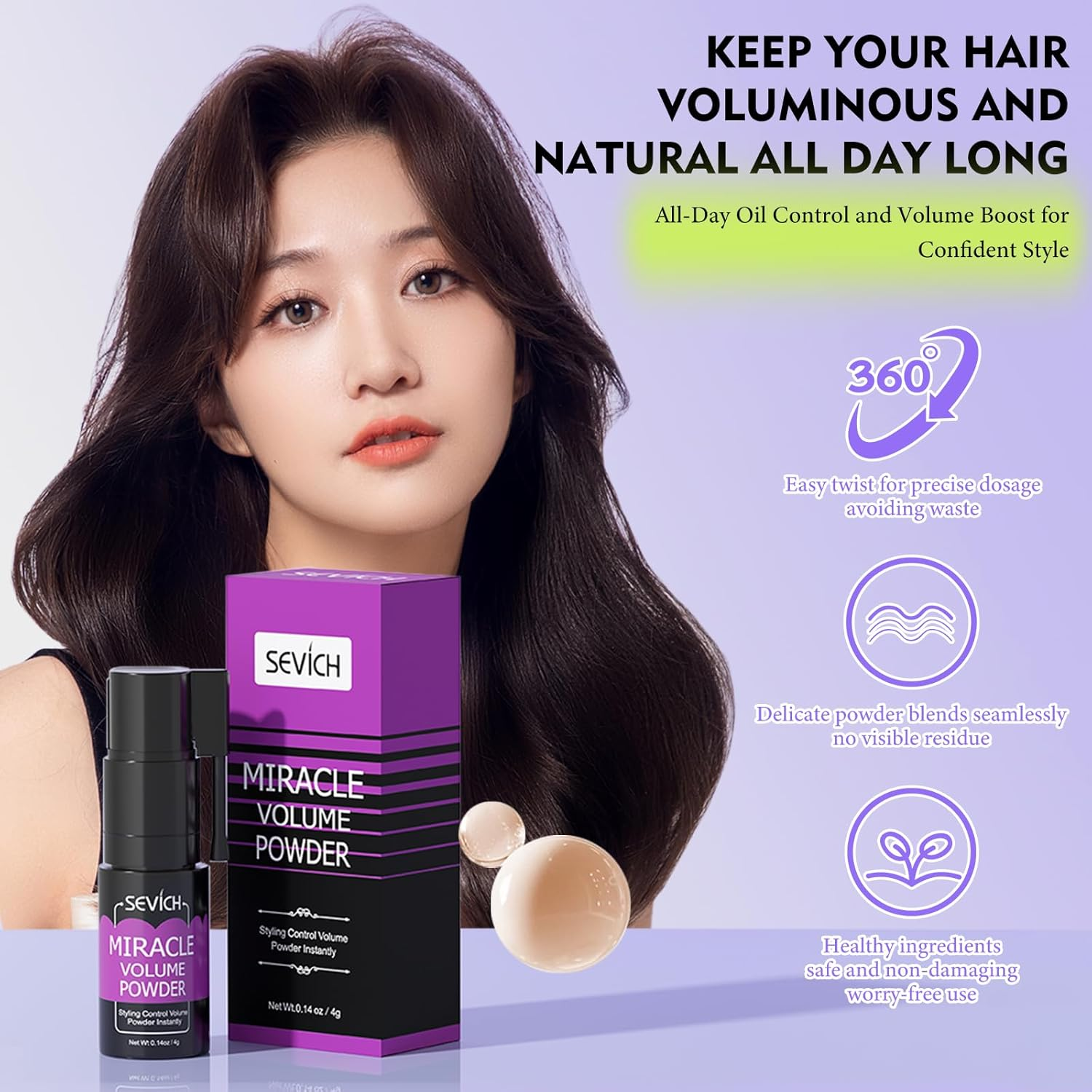 SEVICH Texture Powder for Men & Women,Instant Volumizing & Styling Powder,No Greasy Residue,360&deg; Spray Design,Travel Size,4G image number 4