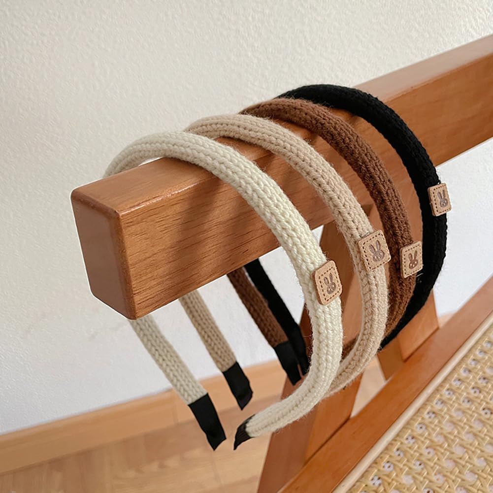 4 PCS Rabbit Braided Headband, Cloth Fabric Braid Headband, Fashion Elastic Wide Hair Band Vintage Hair Hoop Hair Accessories for Women Girls image number 3