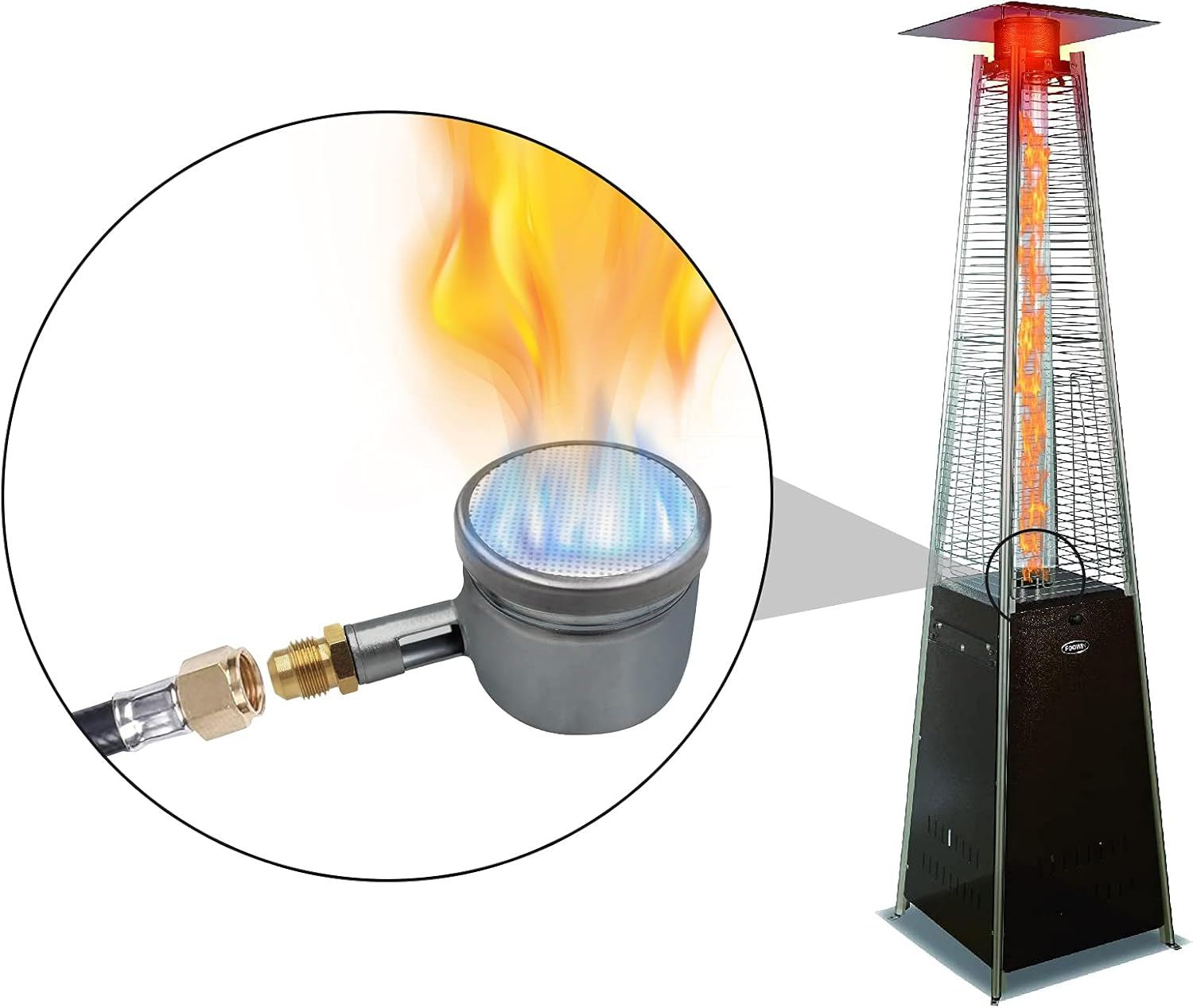 MENSI Outdoor Propane LP Gas Glass Tube Patio Heater Parts Porch Deck Heater Steel Repalcement Infrared Ceramic Burner with Orifice Kit 42000 BTU image number 1