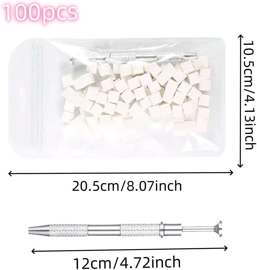 Aknebriax 100Pcs White Nail Art Sponges and 1Nail Sponge Gripper for Ombre , Nail Art Sponge Brush,Nail Art Sponges for Ombre. image number 2