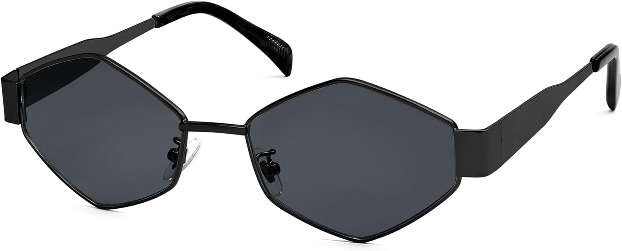 HERJOUR Trendy Retro Hexagon Sunglasses for Women Vintage 90S Classic Designer Sun Glasses Metal Frame Narrow Sunnies AR81046