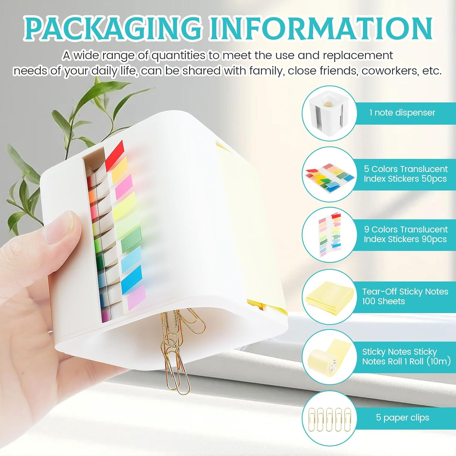 Note Dispenser, Sticky Note Holder Sticky Note Pad Holder Plastic Desktop White Sticky Note Container Office Supplies for Office Home Classroom Desk image number 6