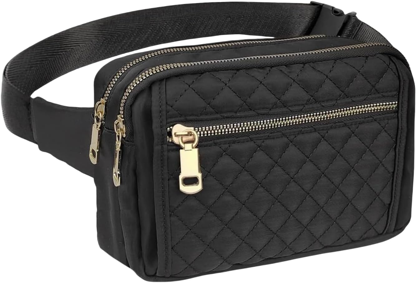 Fanny Packs for Women,Fashionable Crossbody Belt Bags Waist Pack for Teen Girls,Bum Hip Bag for Travel Hiking Cycling Running,Easy Carry Any Phone,Wallet, Black, One Size, Fashion image number 1