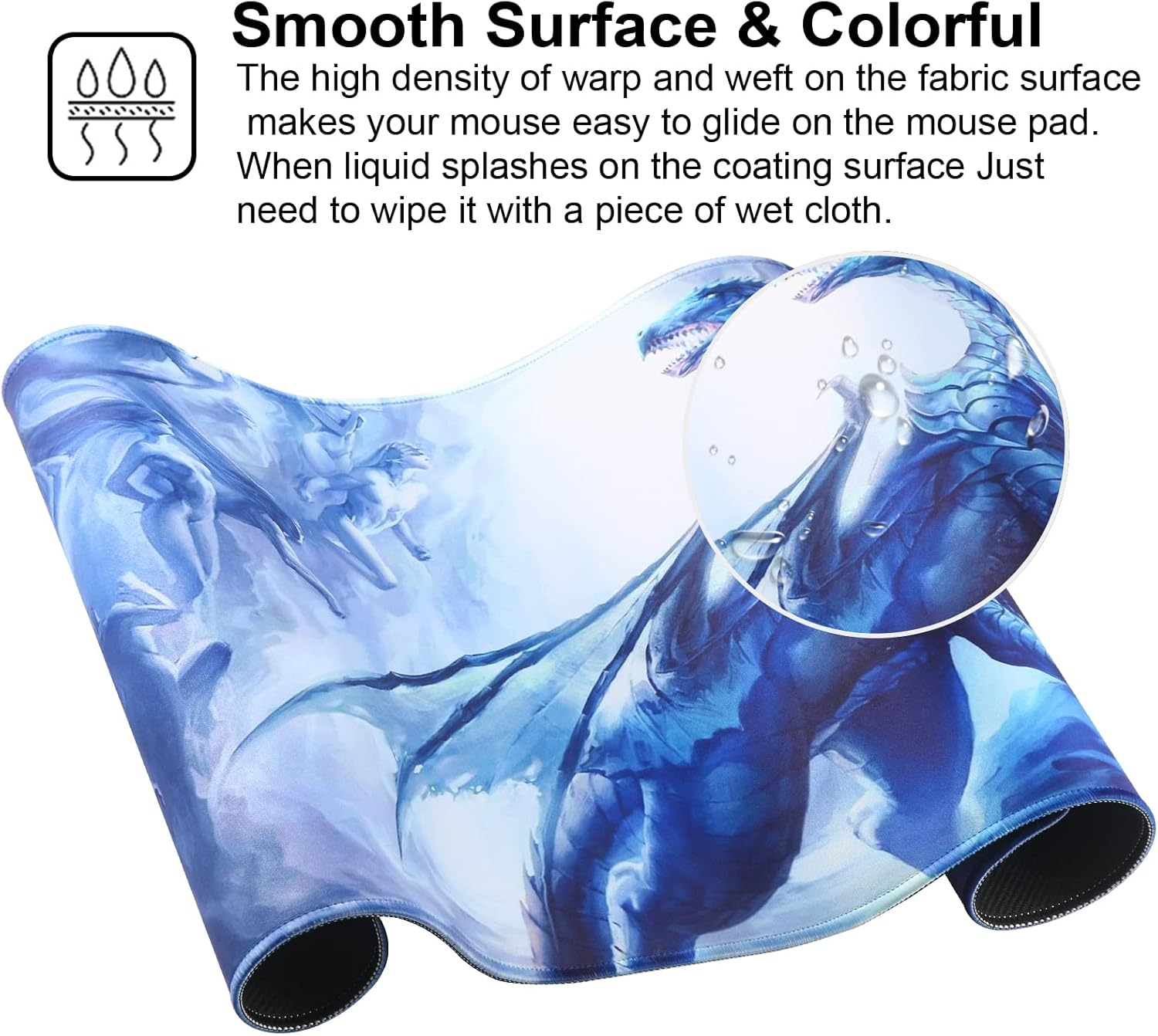 Hosimoln Gaming Mouse Pad,Large Mouse Pad Size 31.5X11.8Thickness 0.12Inches,Premium-Textured Non-Slip & Waterproof Computer Mousepad with Stitched Edges for Gaming,Office & Home80X30Girldragon006