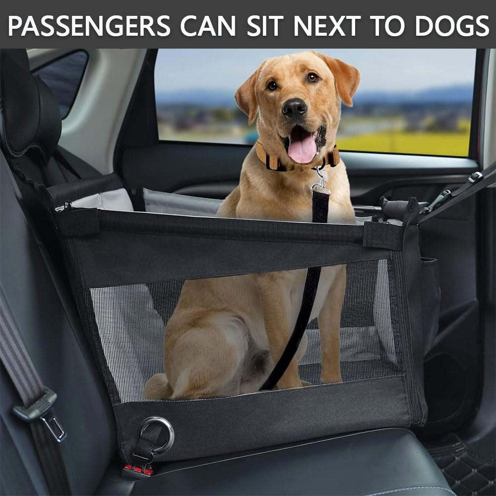 Dog Car Seat for Medium & Large Dogs &ndash; Waterproof Back Seat Extender with Hammock Design, Detachable Washable Pet Travel Bed with Safety Belt, Storage Pockets for Car SUV Truck image number 3