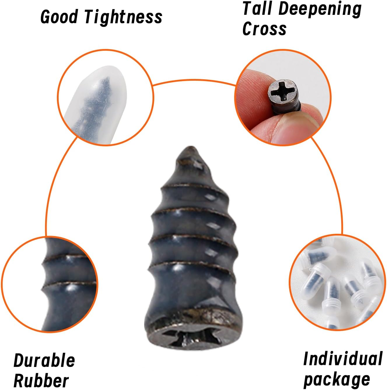 80 Pcs Tire Repair Rubber Nail, Vacuum Tire Repair Kits Spiral Rubber Nails Fast Tool Self-Service Tire Repair Nail for Car Motorcycle Truck (Black) image number 3