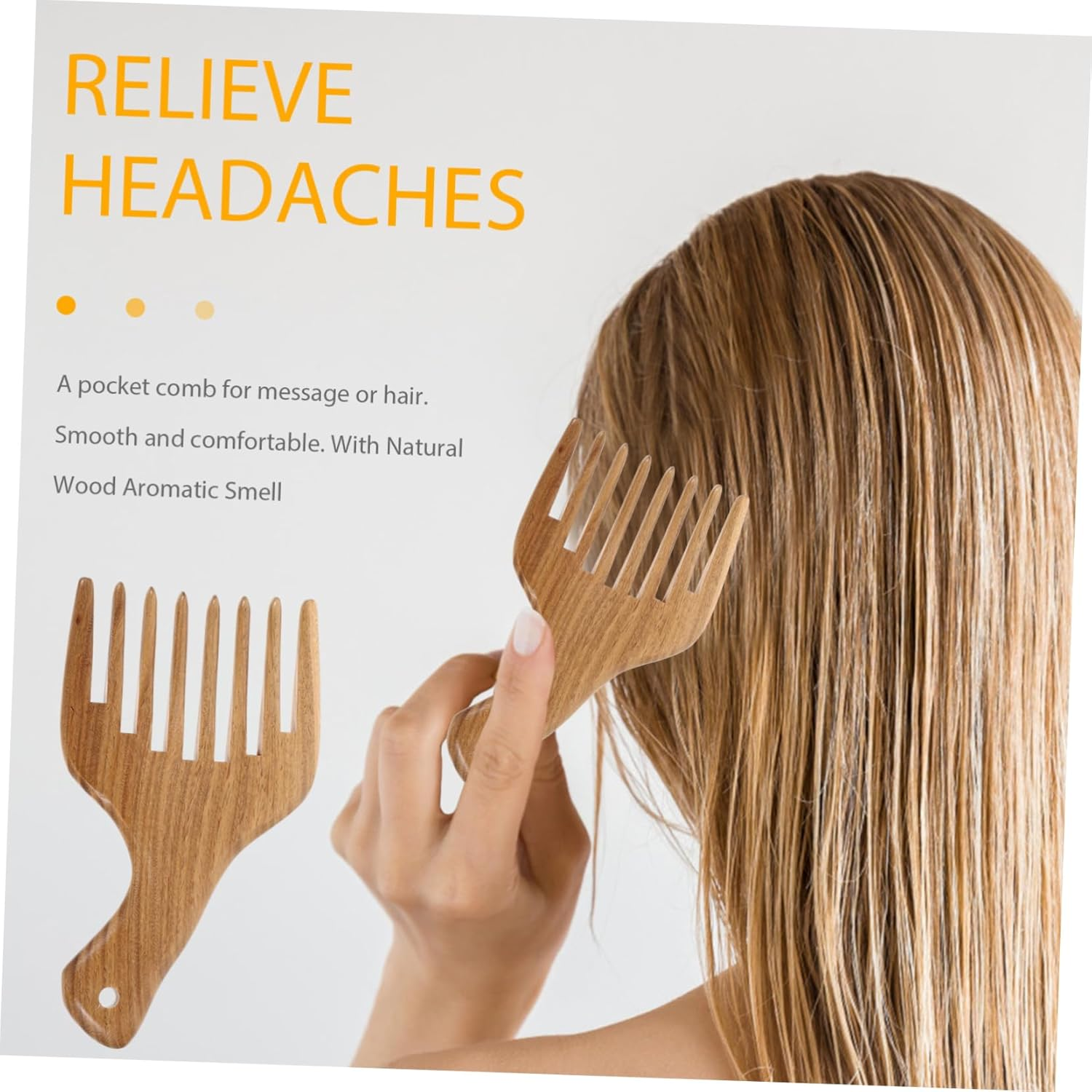 MOTHNUR Wide Tooth Sandalwood Hair Comb Natural Green Sandalwood Sturdy Detangling Comb for Curly Hair image number 1