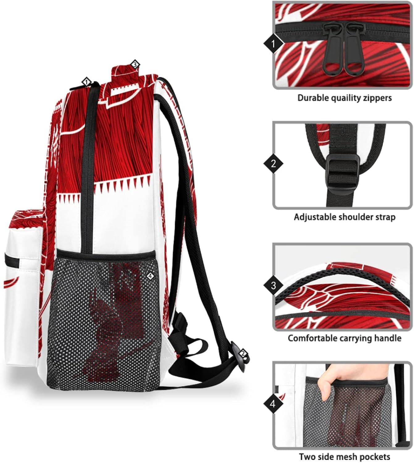 Japanese Flag Pattern Backpack Lightweight Waterproof Travel Rucksack Mount Fuji Stylish Backpack for Man Women image number 5