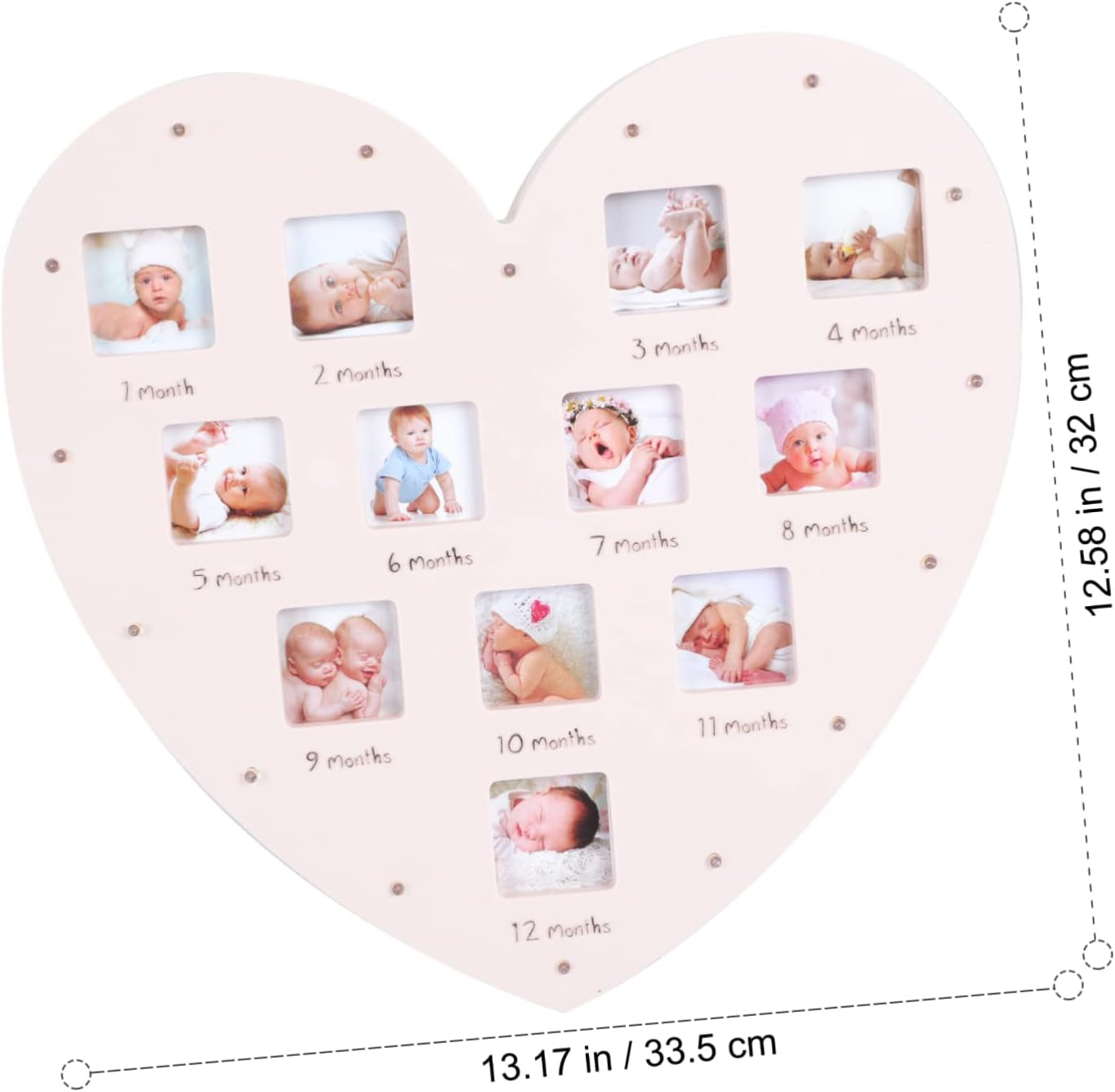 Growth Record Photo Frame Shape Picture Frame for First Year Boy Girl Month Milestone Display image number 2