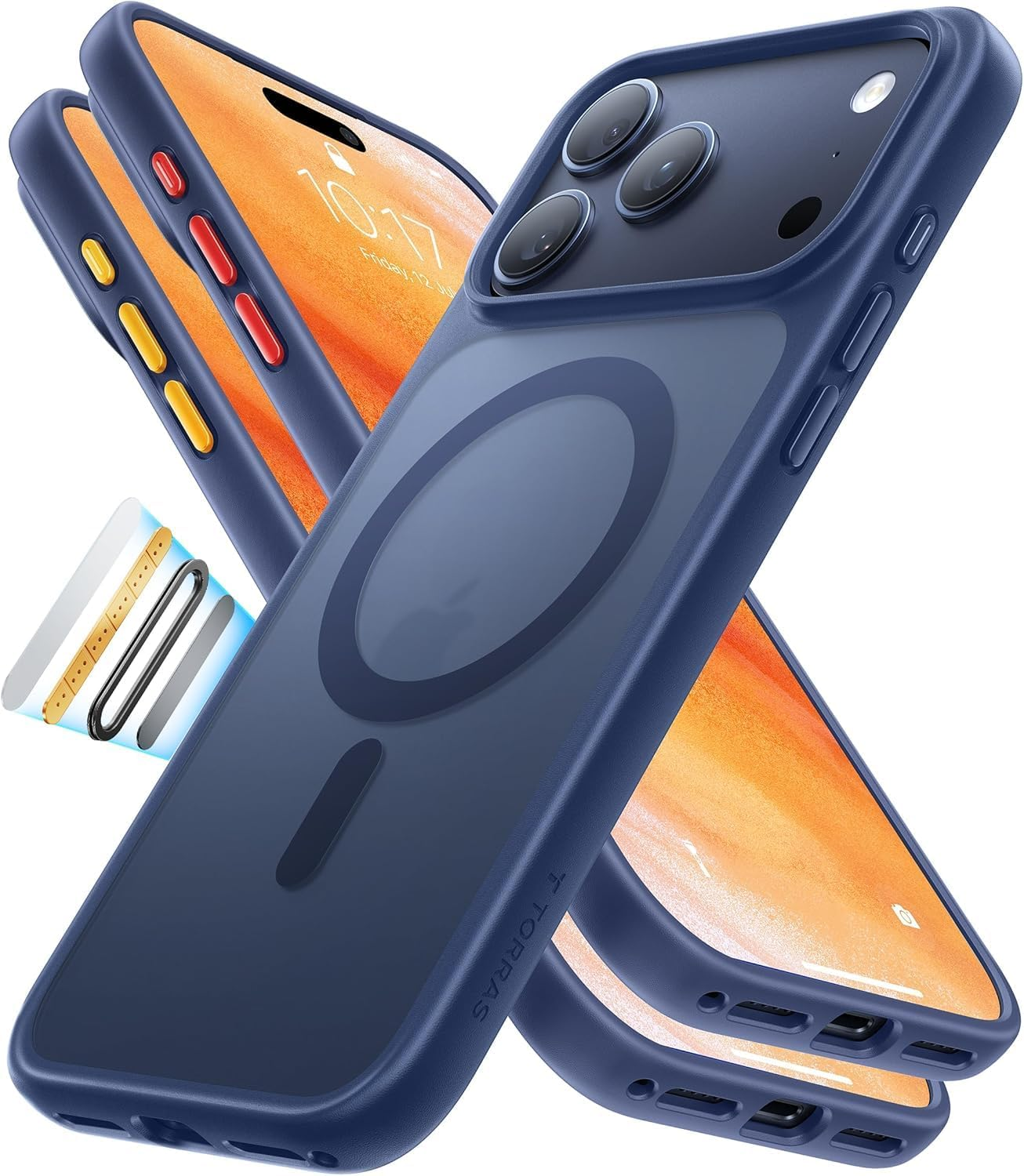 TORRAS Magnetic Shockproof for Iphone 17 Pro Max Case, Compatible with Magsafe, Military-Grade Drop Tested, Translucent Slim Protective 17 Pro Max Case Anti-Fingerprint Anti-Scratch, Deep Blue image number 4