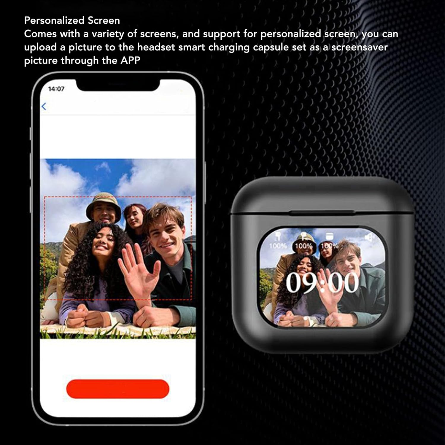 Denash Bluetooth Headphones, In-Ear Headphones, Wireless Earphones with Noise Cancelling and Charging Case, Hifi Stereo Earphones, Sports Headphones (Black) image number 3