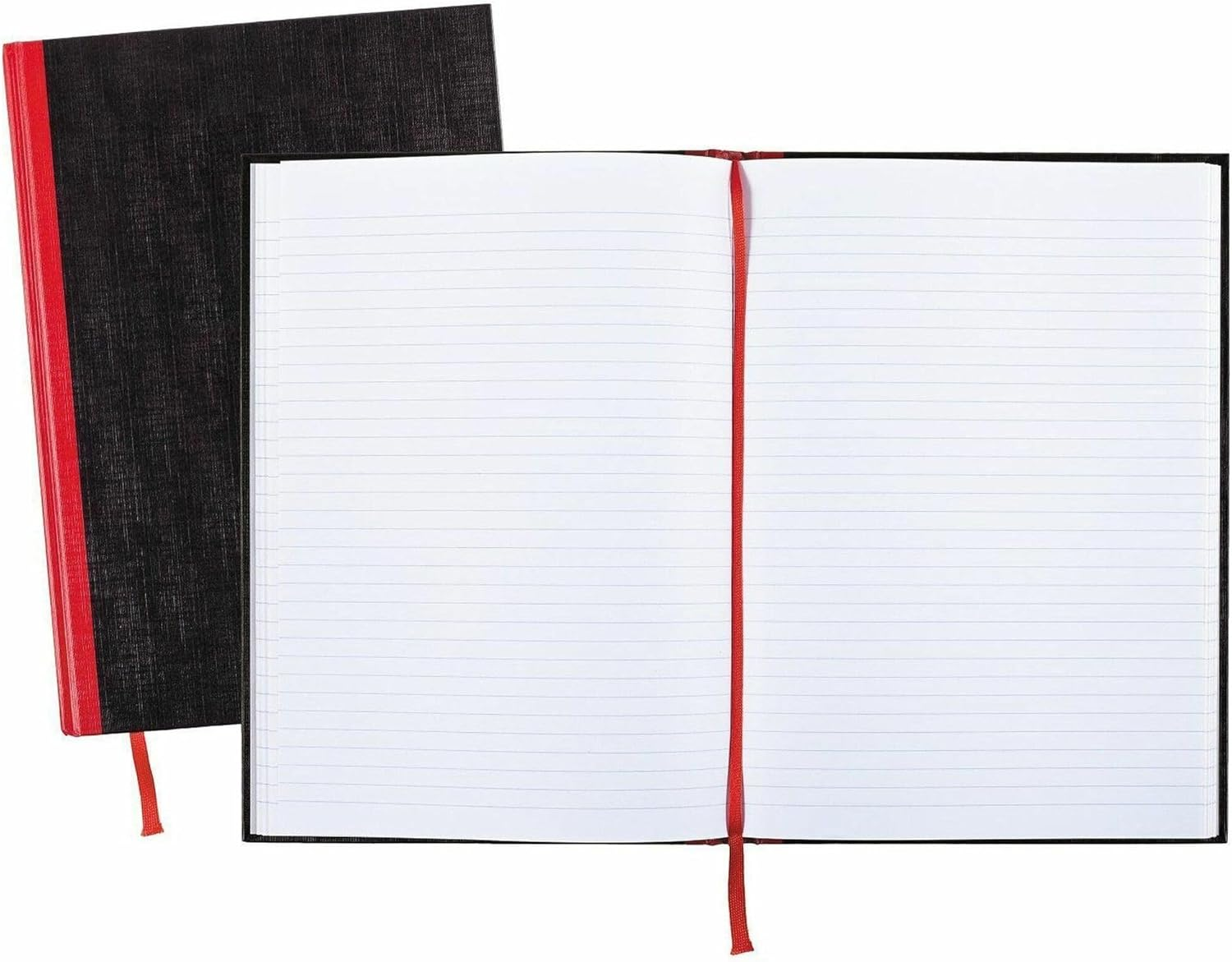 Black N' Red Notebook, Business Journal, 11-3/4" X 8-1/4", 96 Sheets, Ruled, Optik Paper, Hardcover, Casebound, Black (D66174) image number 1