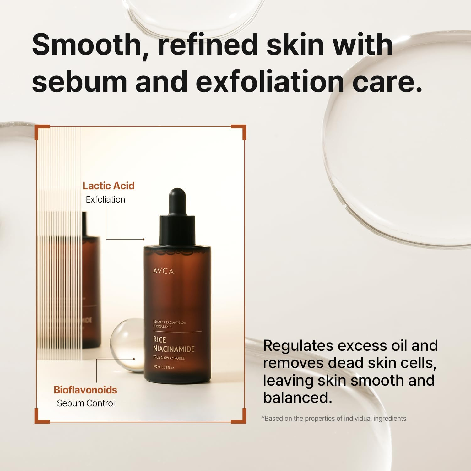 AVCA Rice + Niacinamide Serum 100Ml - Radiance-Boosting Face Serum with Rice Extract, 5% Niacinamide, Lightweight Hydration, Helps Refine the Look of Texture & Oil image number 5