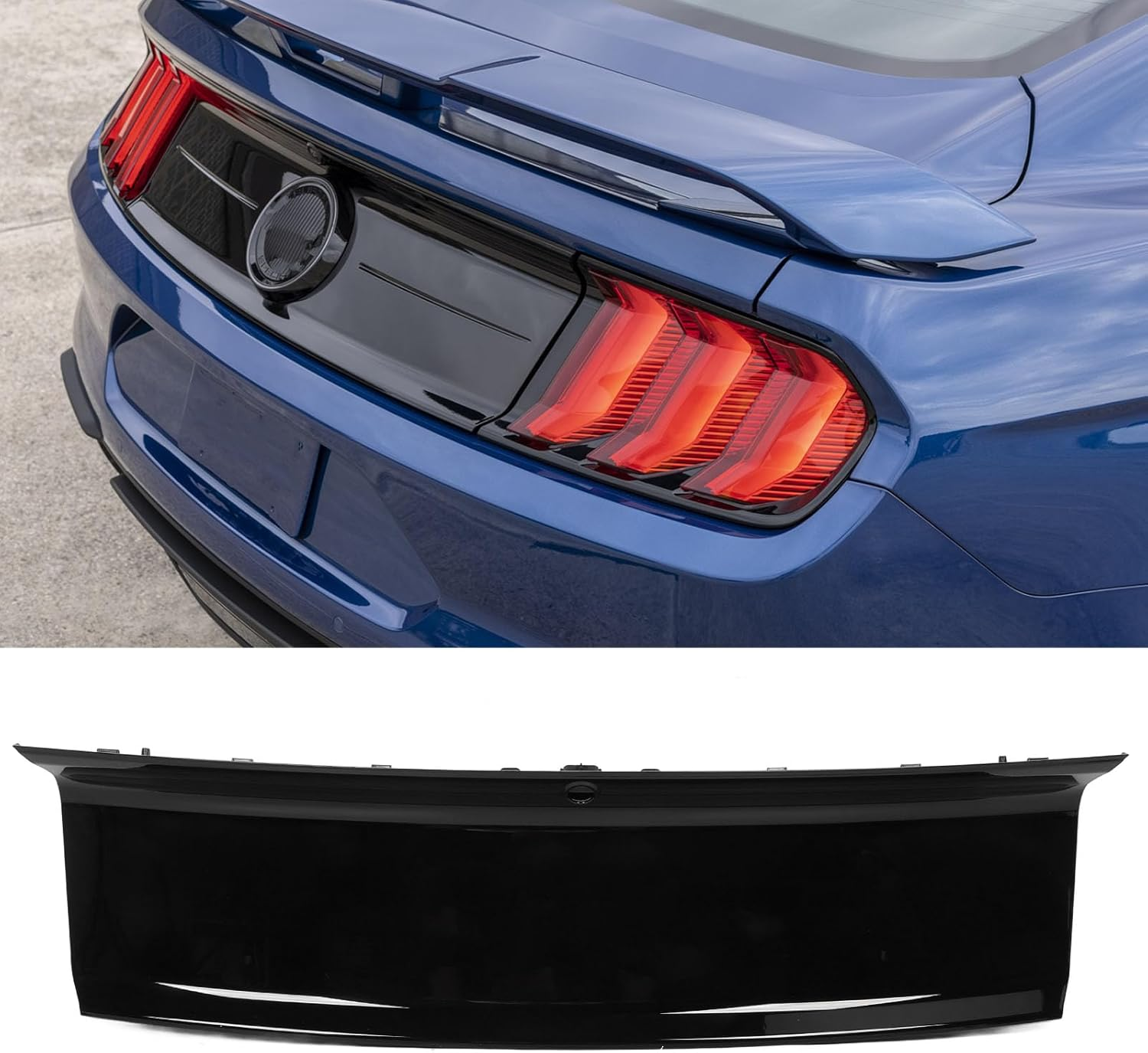 Trunk Decklid Trim Panel Compatible with 2015-2023, Rear Center Trunk Boot Lid Cover Trim, ABS Rear Trunk Cover Panel Decorating Board Glossy Black image number 1