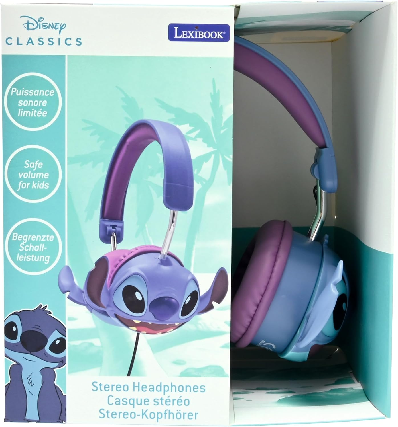 LEXIBOOK, Disney Stitch, Stitch 3D Wired Stereo Headphones, Foldable, Limited Sound Power, HP015DLXB image number 2