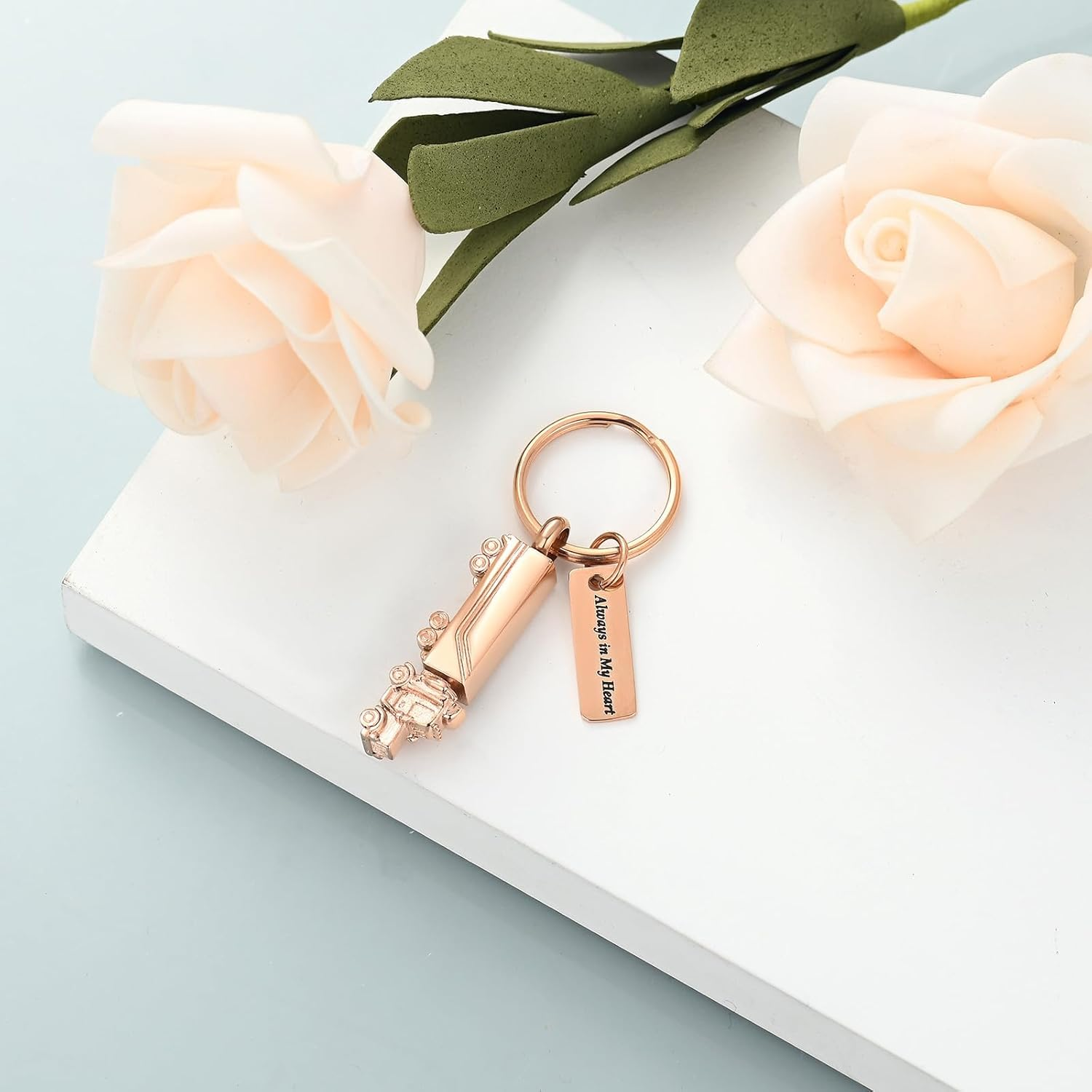 AIWENXI Cremation Jewellery 18 Wheeler Tractor Truck Urn Keychain for Ashes for Women Men Memorial Human Ash Pendant for Pet Dog Cat - Brochure image number 2