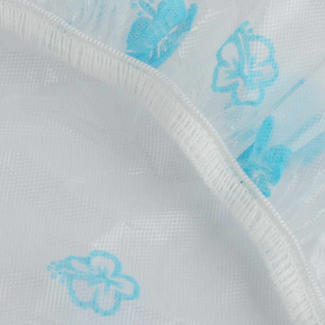 Ruilogod Nylon Flower Print Foldable Shower Cap Hat for Woman Lady Blue image number 1
