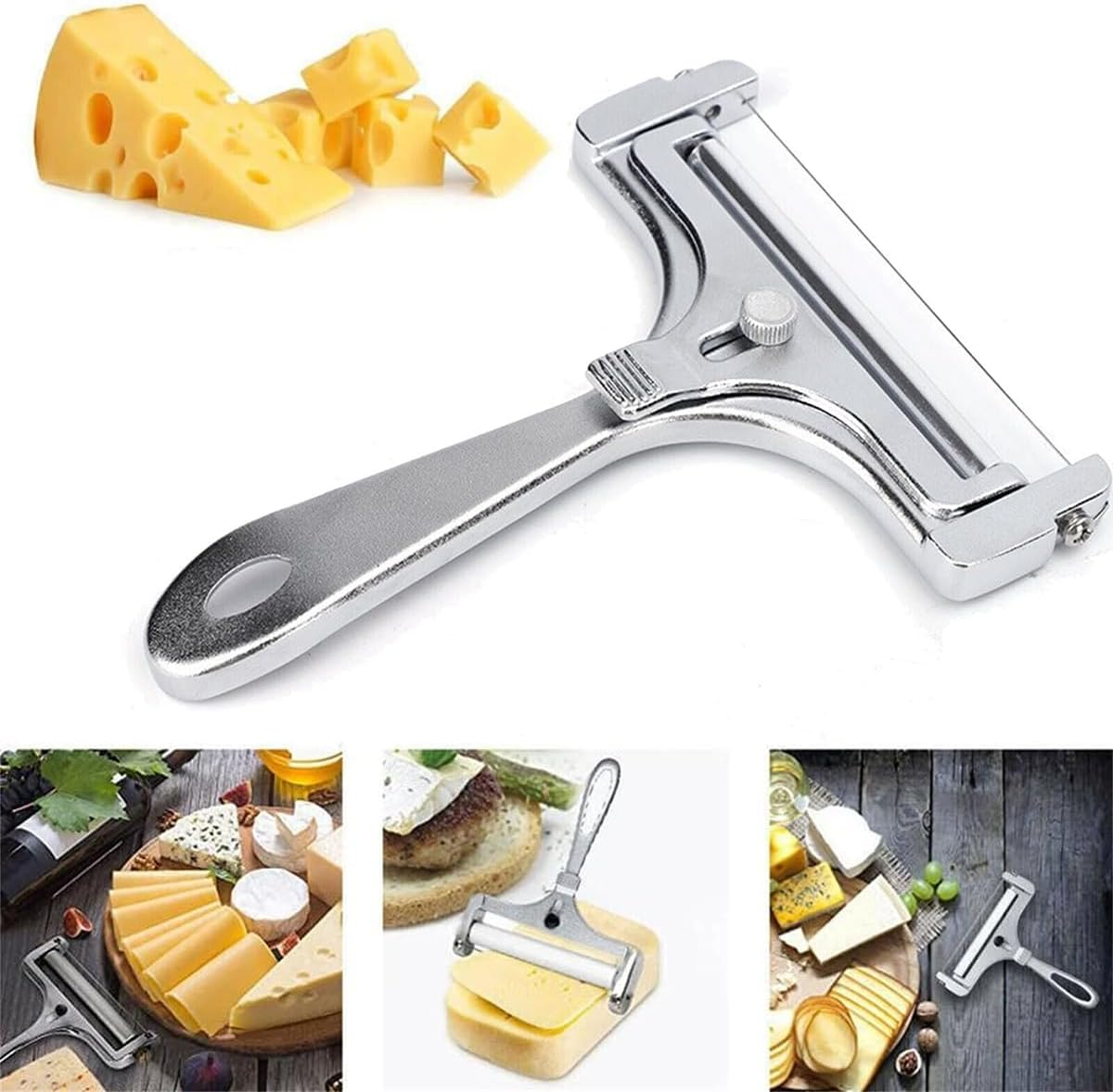 AIMALL Adjustable Cheese Slicer, 5.75-Inch Stainless Steel Wire Cheese Cutter, Essential Kitchen Tool for Perfectly Sliced Cheese image number 3