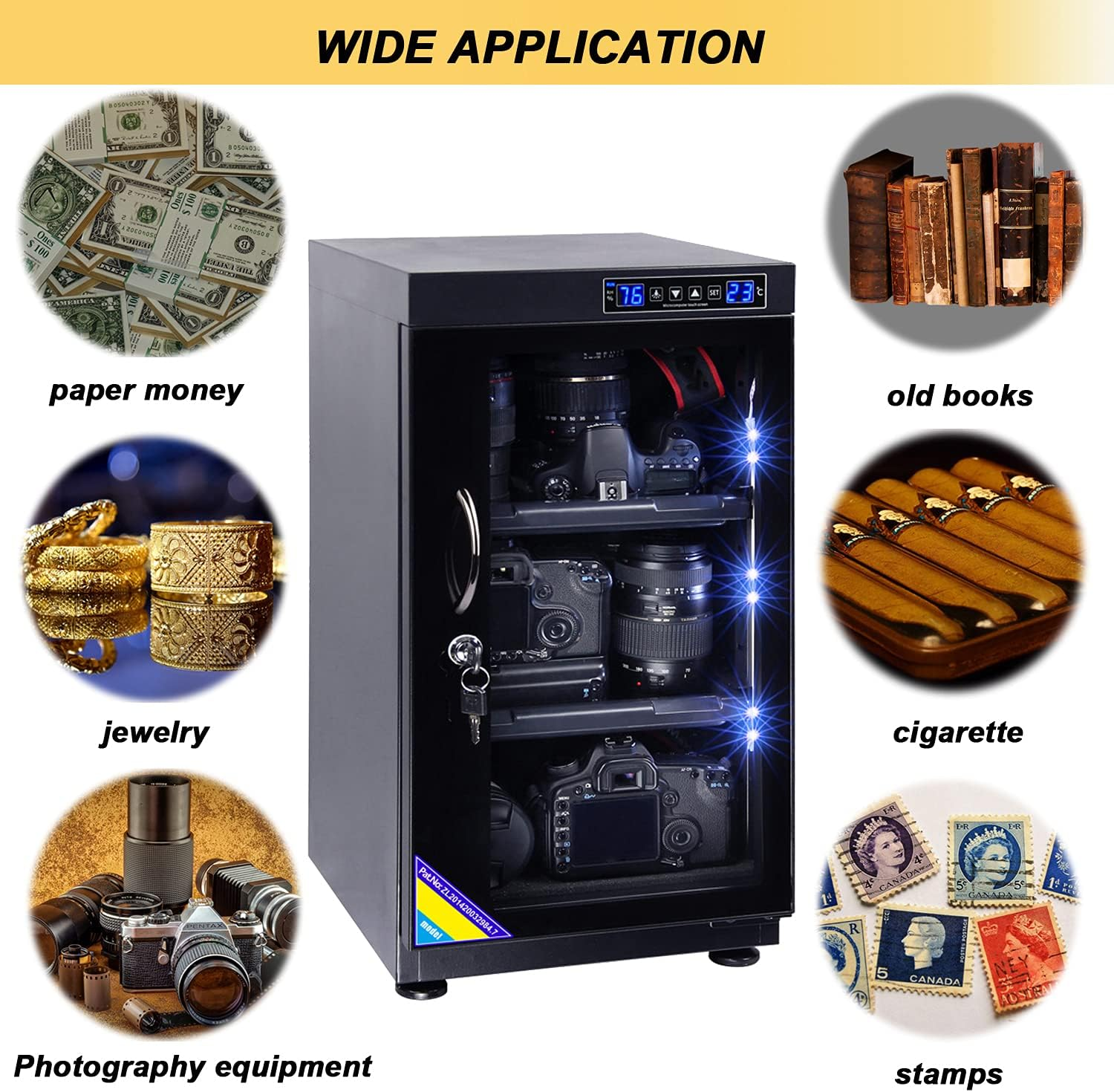 AUTENS TWAIPO 50L Electronic Dehumidify Dry Cabinet Box Anti-Mold Storage with Touchscreen, LED Light, Adjustable Shelves for Digital Camera Gear DSLR SLR Lens Equipment & Electrical Components image number 6