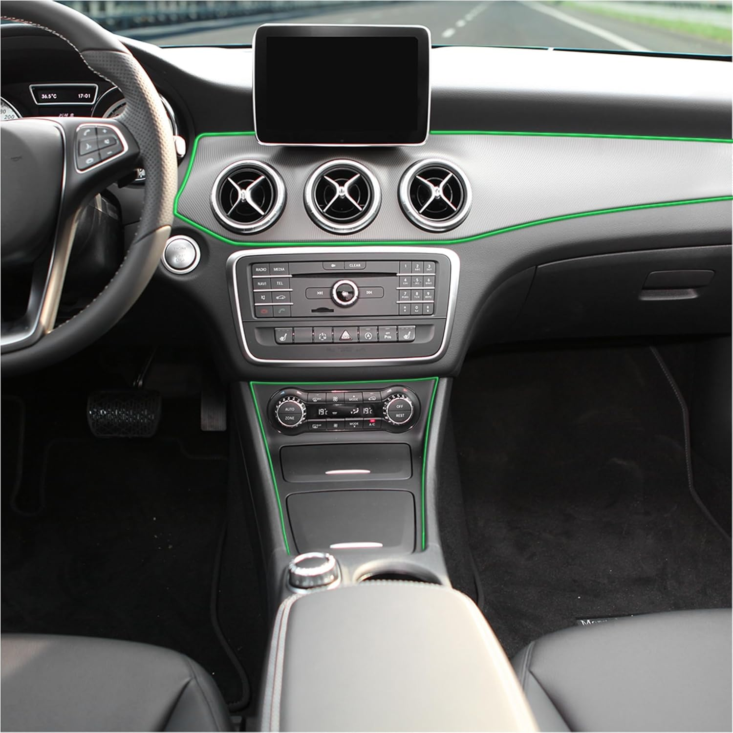 X AUTOHAUX 6Mm/0.02Ft Width Car Interior Gap Door Edge Decorative Trim Strip Line Green 8M 26.25Ft