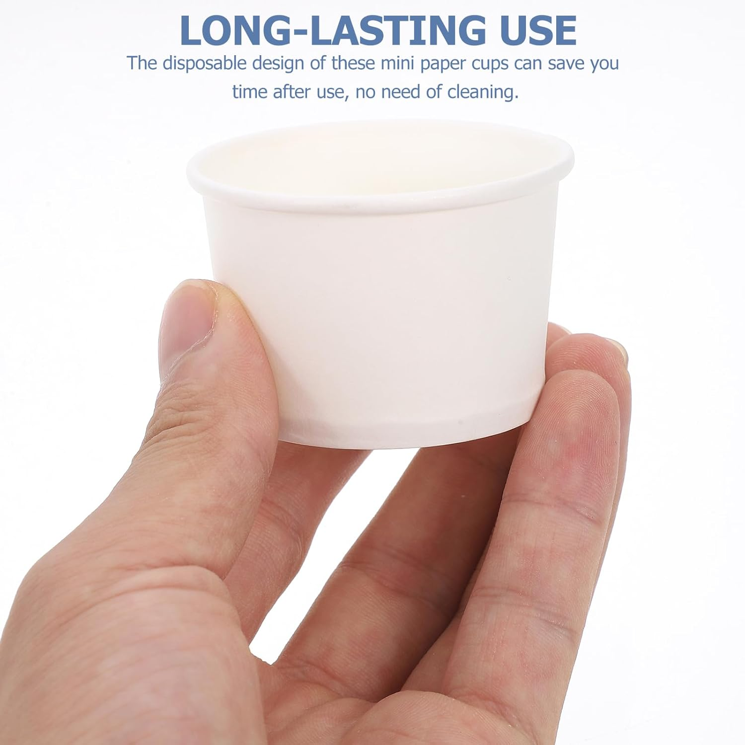 SOLUSTRE 100Pcs Disposable Paper Cups Small Ice Cream Cups White Paper Dessert Bowls for Hot or Cold Food Sundae Soup image number 3