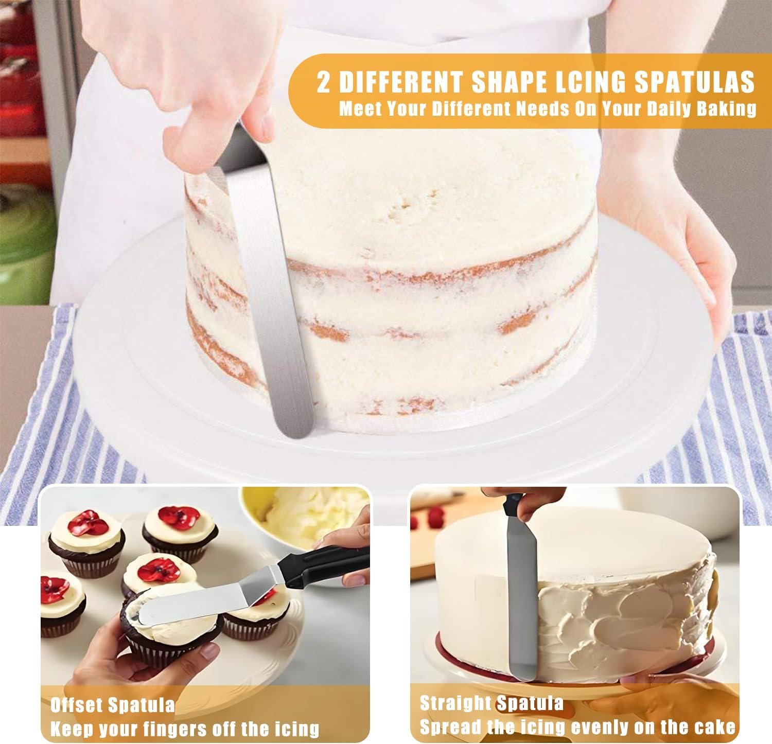 150PCS Cake Pan Set for Baking, Cake Decorating Supplies, 3 Non-Stick Springform Cake Pan, 24 Icing Tips, Cake Leveler, 2 Spatula, 3 Scrappers & More, Cake Decorating Kit Baking Supplies Tools