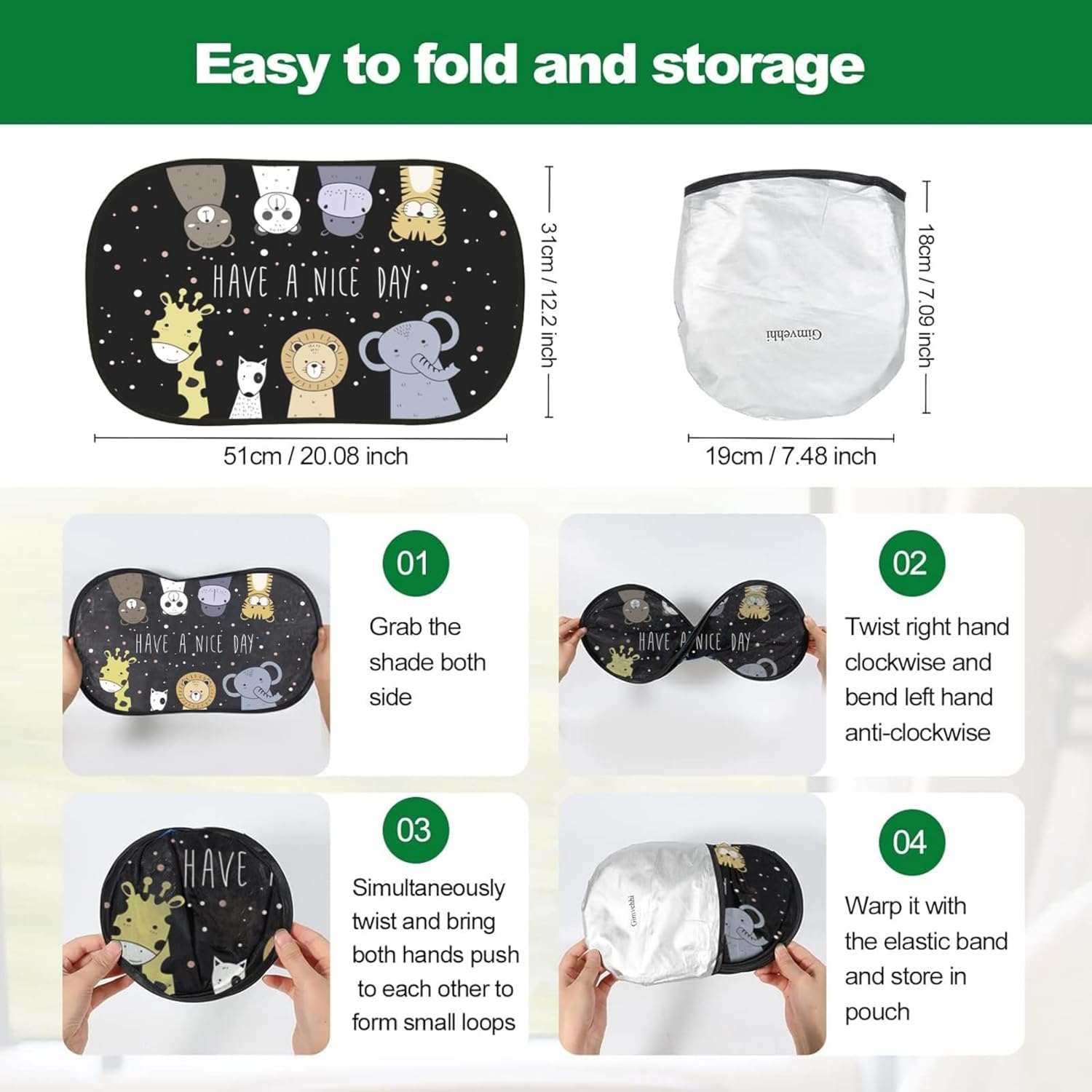 2 Pack Car Sun Shade Side Window Sunshade Side Window Provent to Block UV Rays 98 SPF for Maximum Sun Protection for Kids Pets Cars Trucks Suvs image number 5