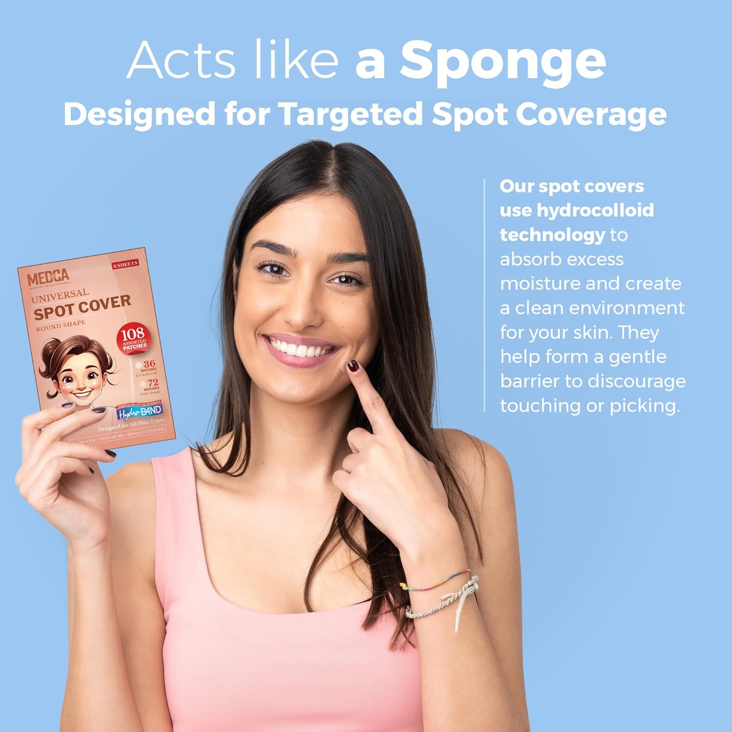 Invisible Spot Cover &ndash; Absorbing Cover, Hydrocolloid Covers, Facial Stickers &ndash; Clear Adhesive Patches in 2 Sizes (108 Count) image number 3