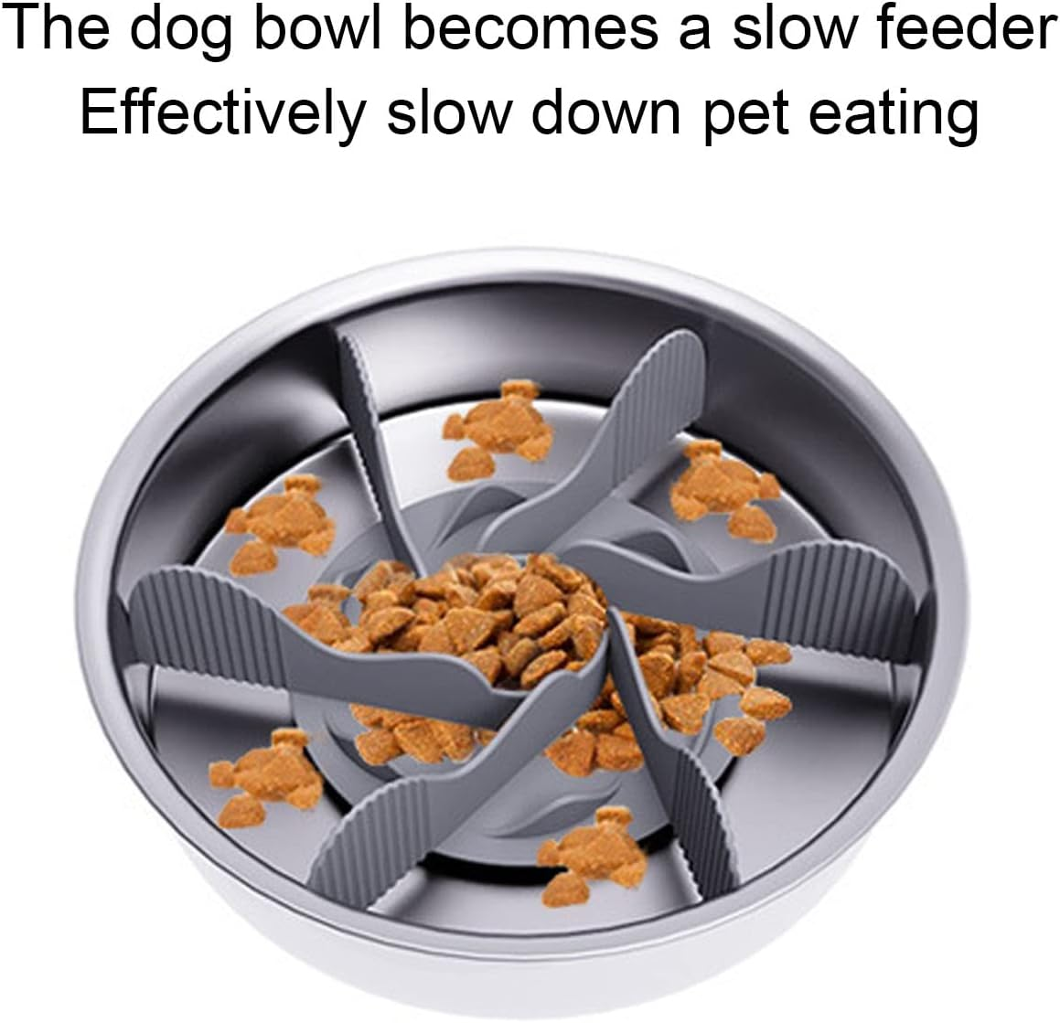 EVTSCAN Slow Feeder Dog Bowl, with 19 Small Suction Cups, Wet Dry Use Pet Food Bowl, Cuttable Slow Feeder Insert, for Regular and Elevated Dog Bowls image number 4