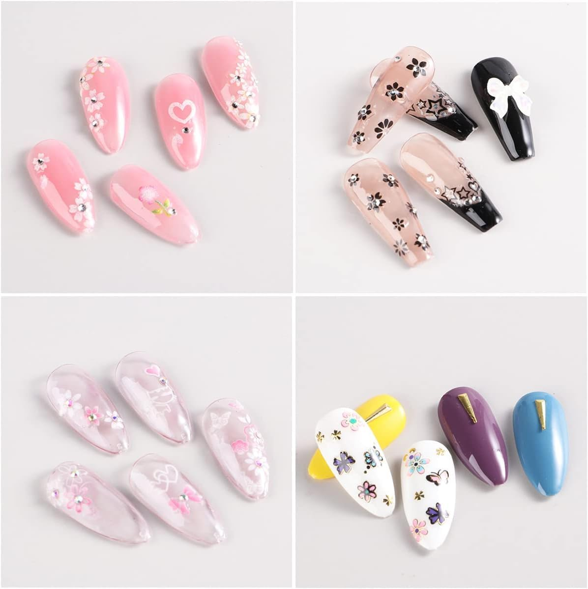 30Sheets Colorful Flower Nail Art Stickers 3D Self Adhesive Nails Decals Nail Art Supplies Colorful Flower Stickers Daisy Floral Bow Tie Heart Nail Designs Manicure Tips Nail Decoration image number 4