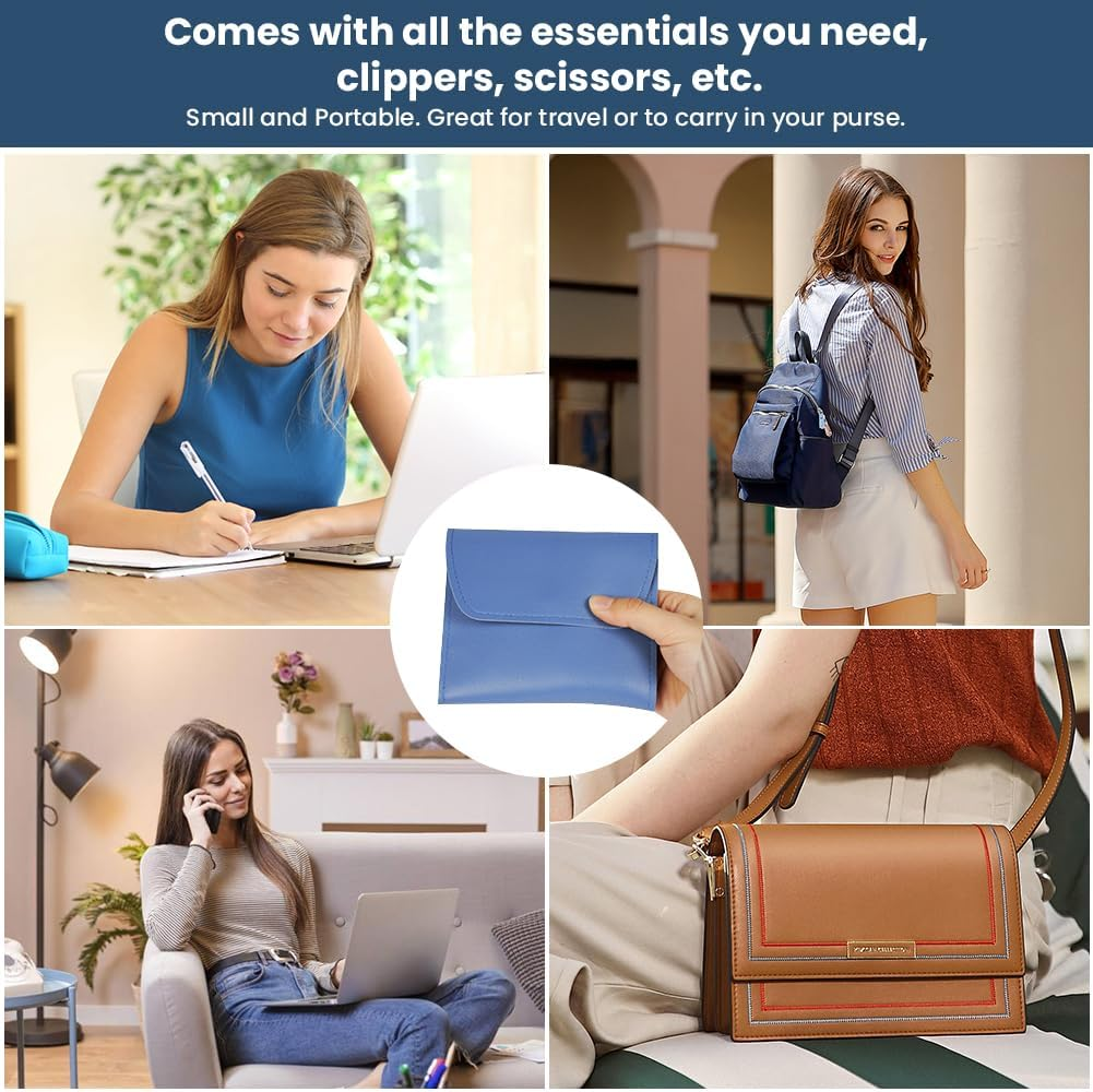 LOPHE Manicure Set, 16-Piece Nail Clippers Pedicure Set with Leather Bag, Professional Nail Care Nail Set for Thickness, Ingrown Nails, Women and Men, Blue - Yellow image number 2