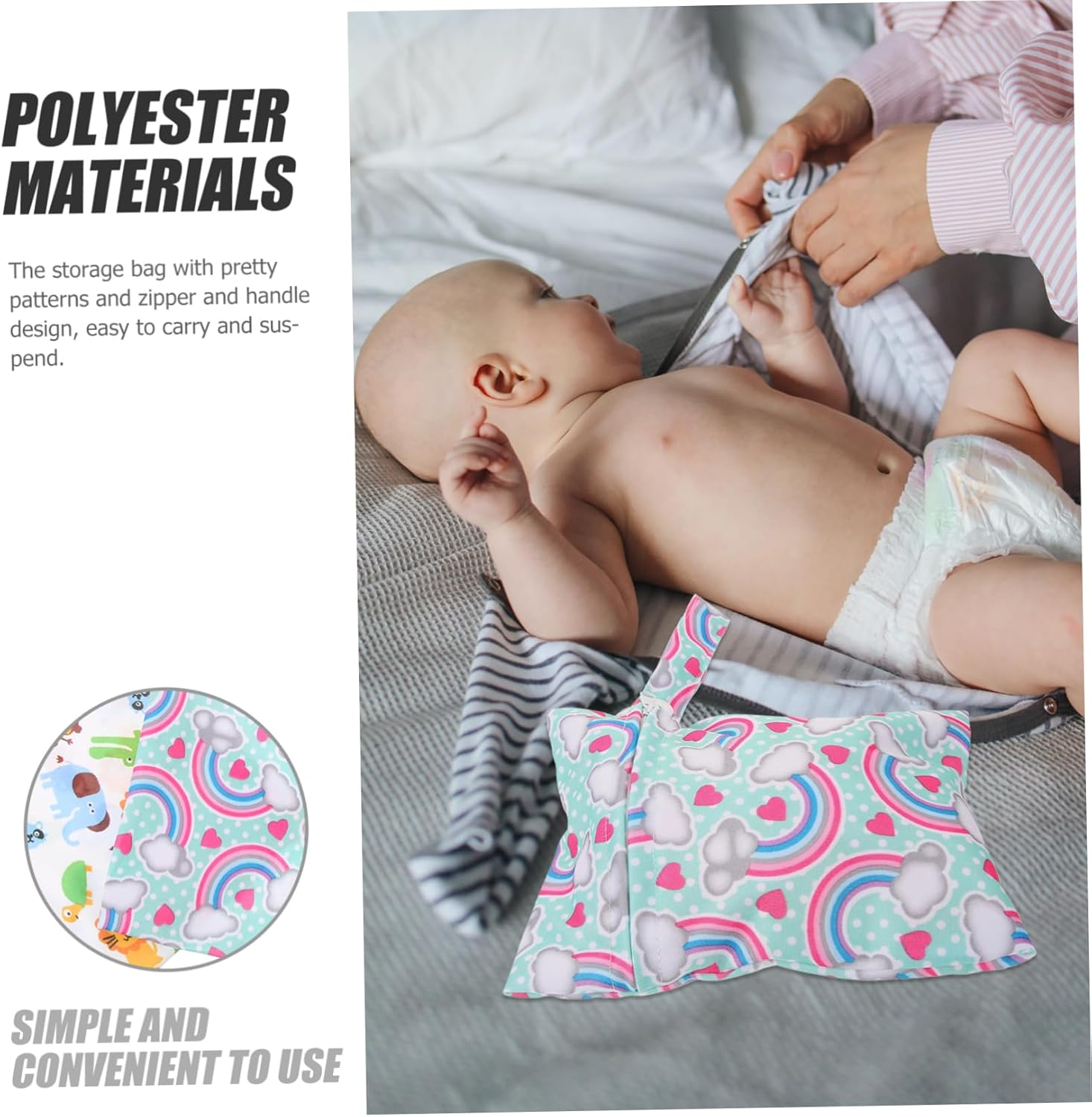 2Pcs Diaper Storage Pouches for Travel Camping and Nursery Multi-Functional Organizer for Cloth Diapers Breast Pads and Essentials image number 6