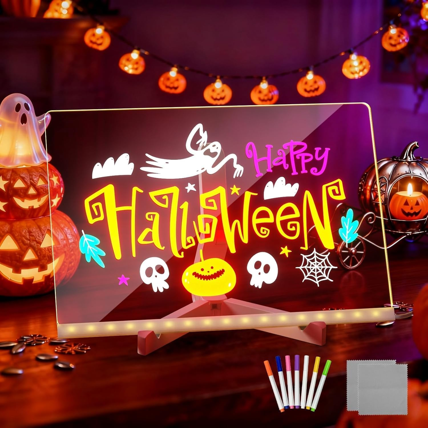 LED Drawing Board for Kids &ndash; 2025 Upgraded Light up Drawing Board with 7 Color Pens | Rewritable Glow Message Pad, Creative LED Art Board for Home, Office & Caf&eacute; (30X20Cm) image number 5