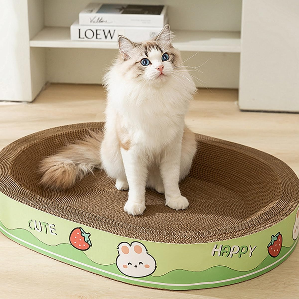 AIMALL Extra-Large Thickened Cat Scratch Board, Oversized Big Mac Oval Corrugated Paper, Grasp-Resistant, Wear-Resistant Cat Nest for Claw Grinding, 55409Cm (21.6X15.7X3.54In) - Rabbit image number 2