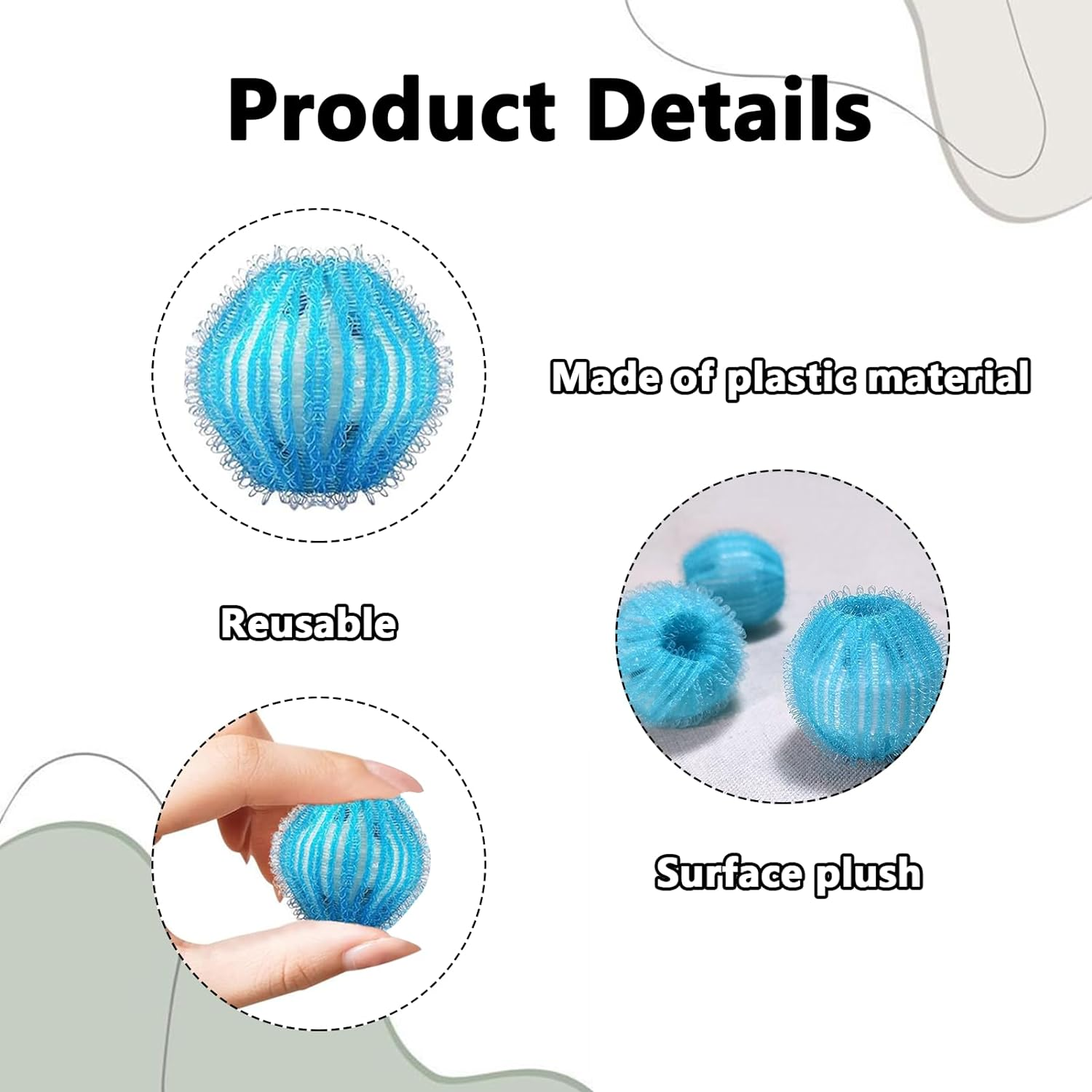 12 Pcs Pet Hair Remover for Washing Machine, Cat/Dog Hair Remover, Pet Hair Remover Hair Catcher for Washing Machine Household, Reusable Dryer Washing Balls Hair Lint Remover Laundry Ball image number 4