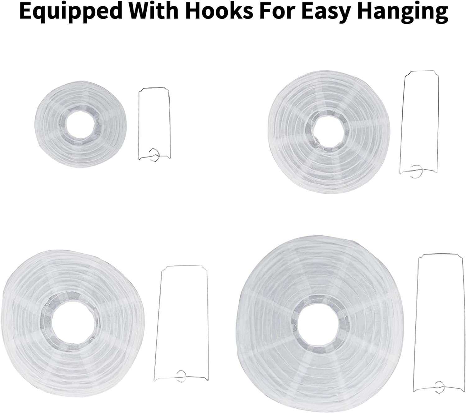 Ikare 20Pcs White Paper Lanterns,6" 8" 10" 12" round Paper Lanterns,White Hanging Lanterns Lamp for Birthday, Wedding, Christmas, Bridal, Home Decor, Party Decoration image number 6