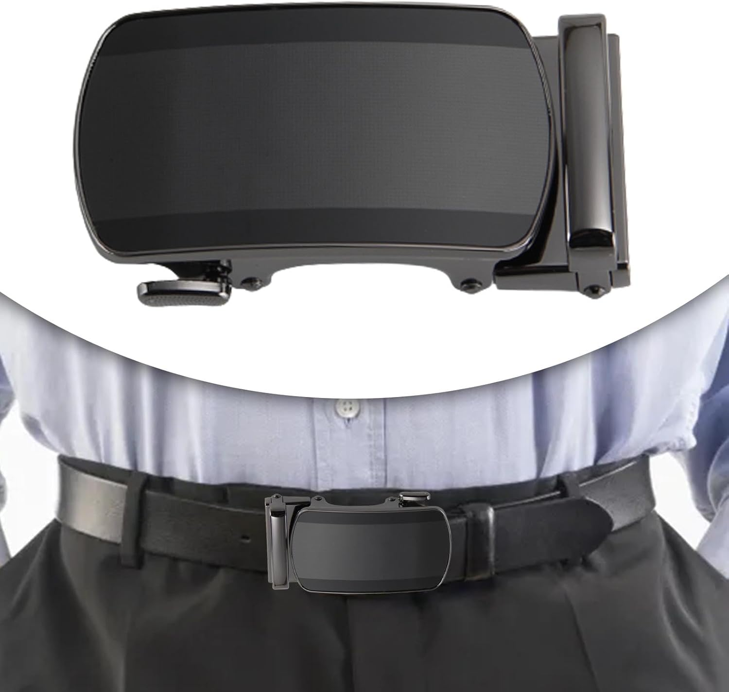 Mens Ratchet Belt Buckle Automatic Slide Buckle Adjustable Business Fashion Vintage Style for Belt Strap 35Mm for Dress Men and Women Jeans image number 2