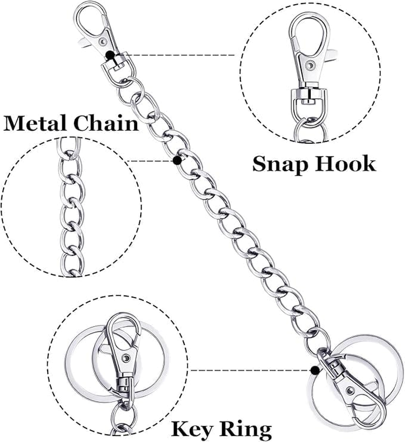 3 Pieces Wallet Chain Pocket Keychain Belt Metal Jeans Pants Chain with Lobster Clasps and Keyring for Men Women Keys Loop Purse Handbag image number 1