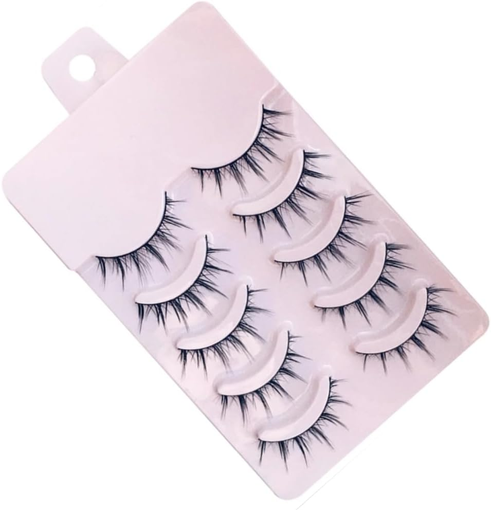 Poemtian 5Pairs False Eyelashes Japanese Style Thick Eyelash Extension Little Devil Cosplay Makeup Eyelashes Manga Lashes Natural Look Reusable Daily Eye Makeup Tool image number 3