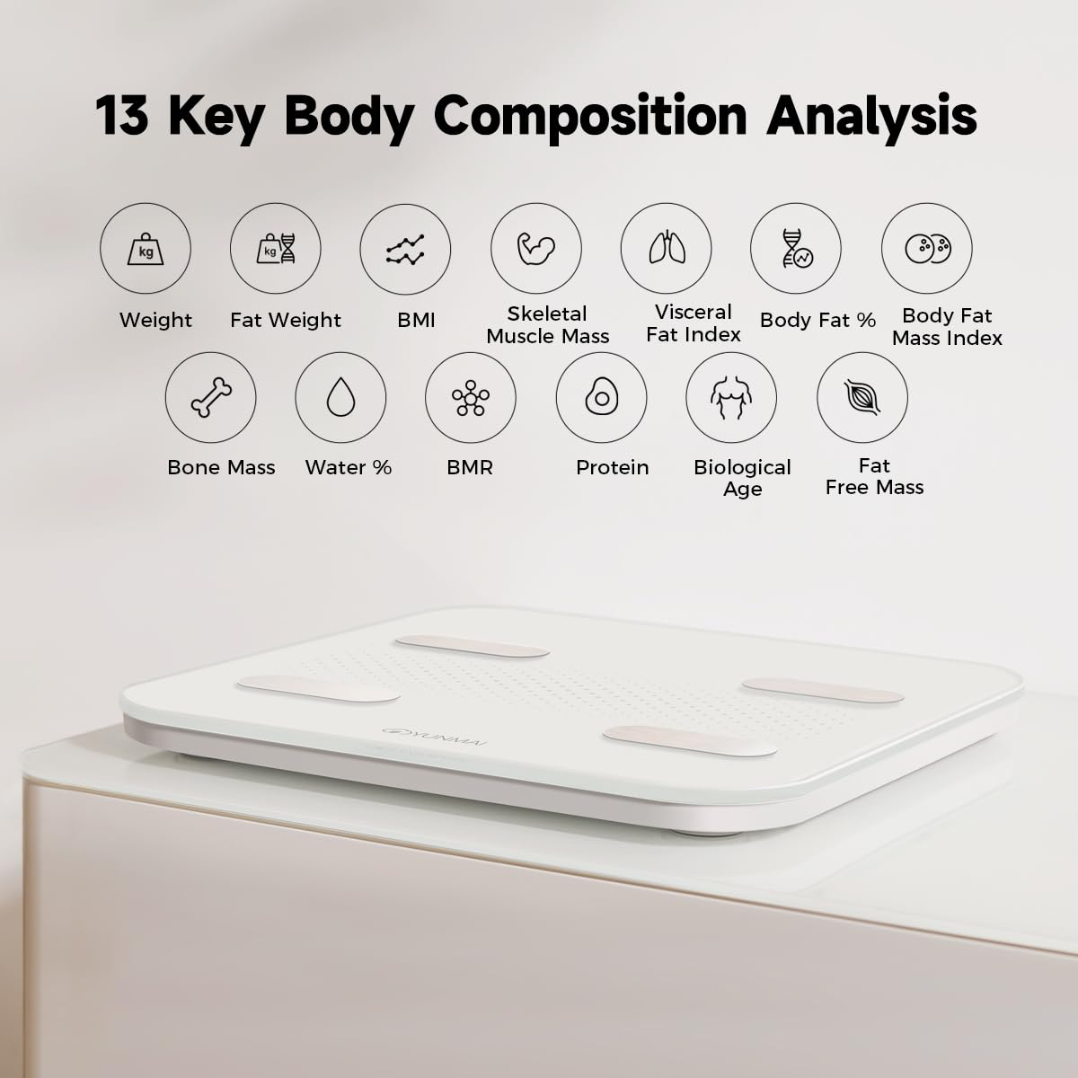 Yunmai Bluetooth 4.0 Smart Scale & Body Fat Monitor - 10 Precision Body Composition Measurements - Body Fat, BMI & More - 16 Users Recognized - Smartphone App for Healthy Weight Loss Tracking (Blue) image number 4