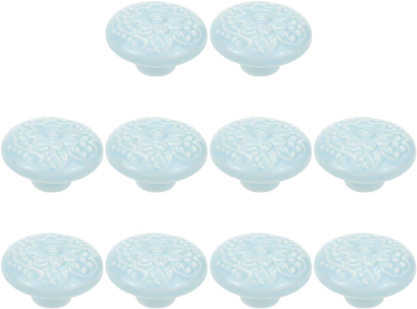 Geesatis 10 Pcs Black Retro Ceramic Knobs Cabinet Furniture Handles Home Kitchen Door Pulls, Single Hole round Knob, with Mounting Screws, Diameter 1.4"