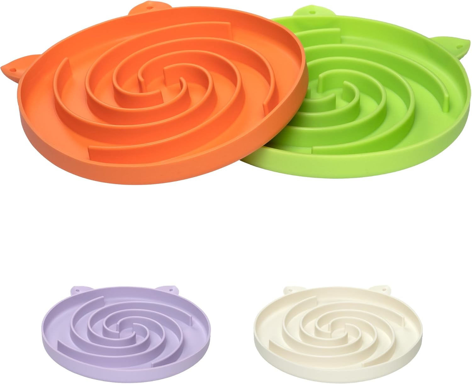Bifeaw Slow Feeder Cat Bowl, Easy to Clean Silicone Bowl, Ideal for Dry and Wet Food (Green and Blue)